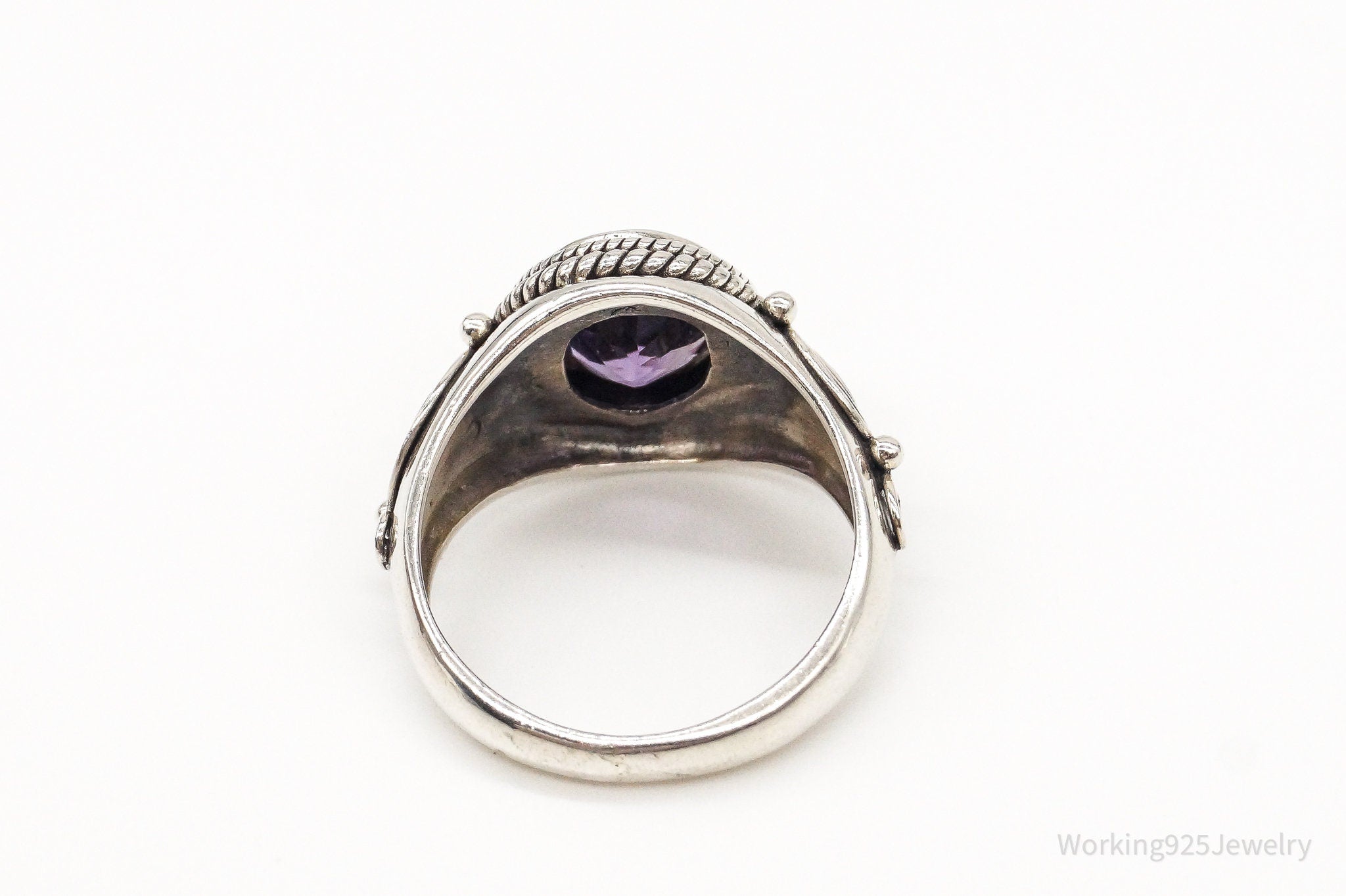 Vintage Amethyst Sterling Silver Ring -Size 7.25