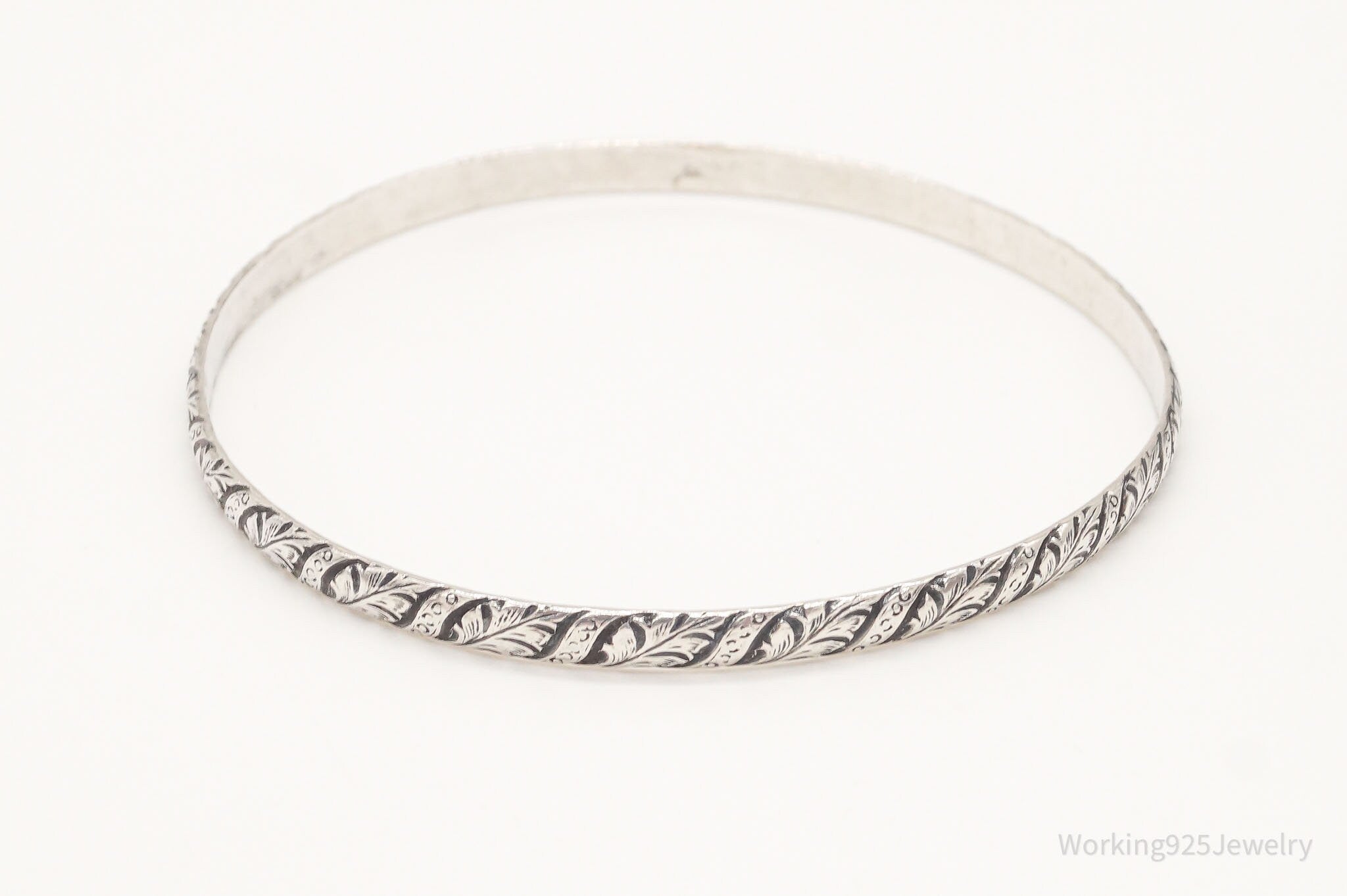 Antique Art Nouveau Sterling Silver Bangle Bracelet