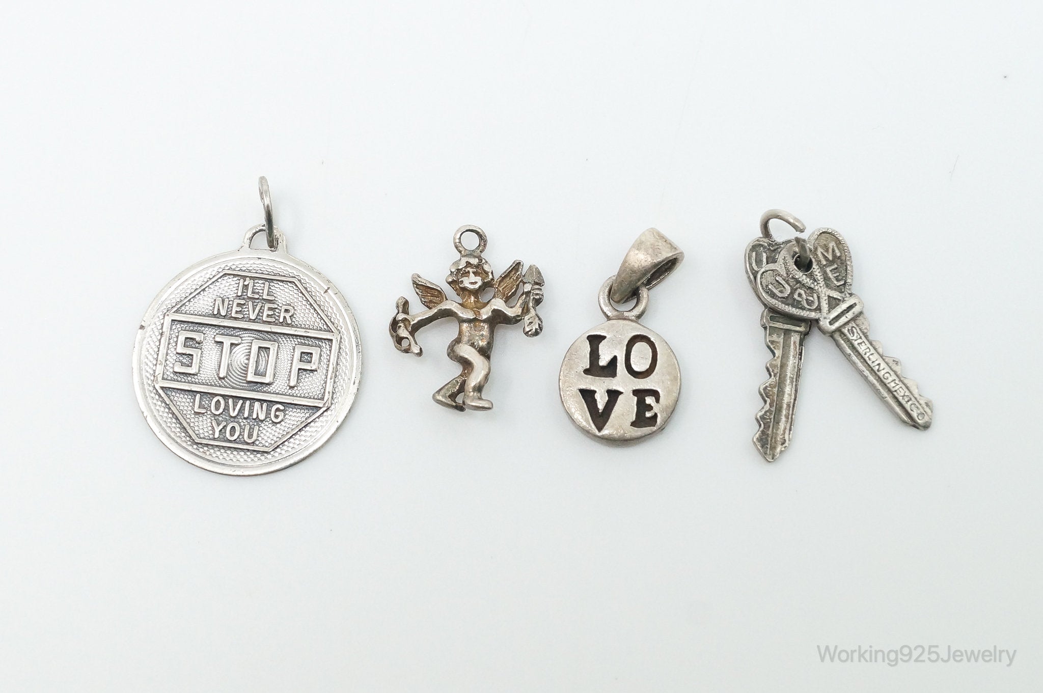 Vintage Antique Love Sterling Silver Charms Set Lot