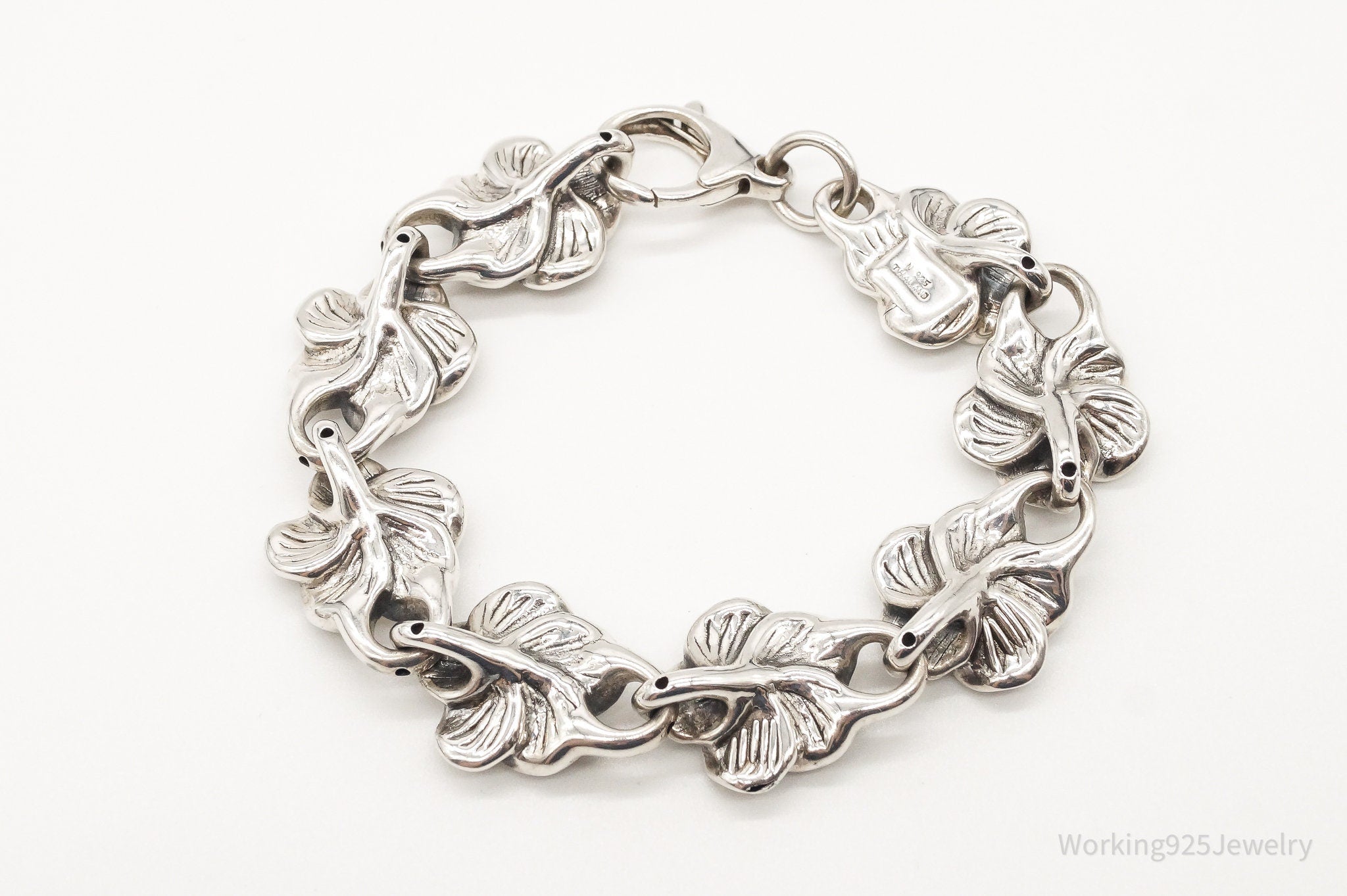 Vintage Blooming Flowers Sterling Silver Bracelet