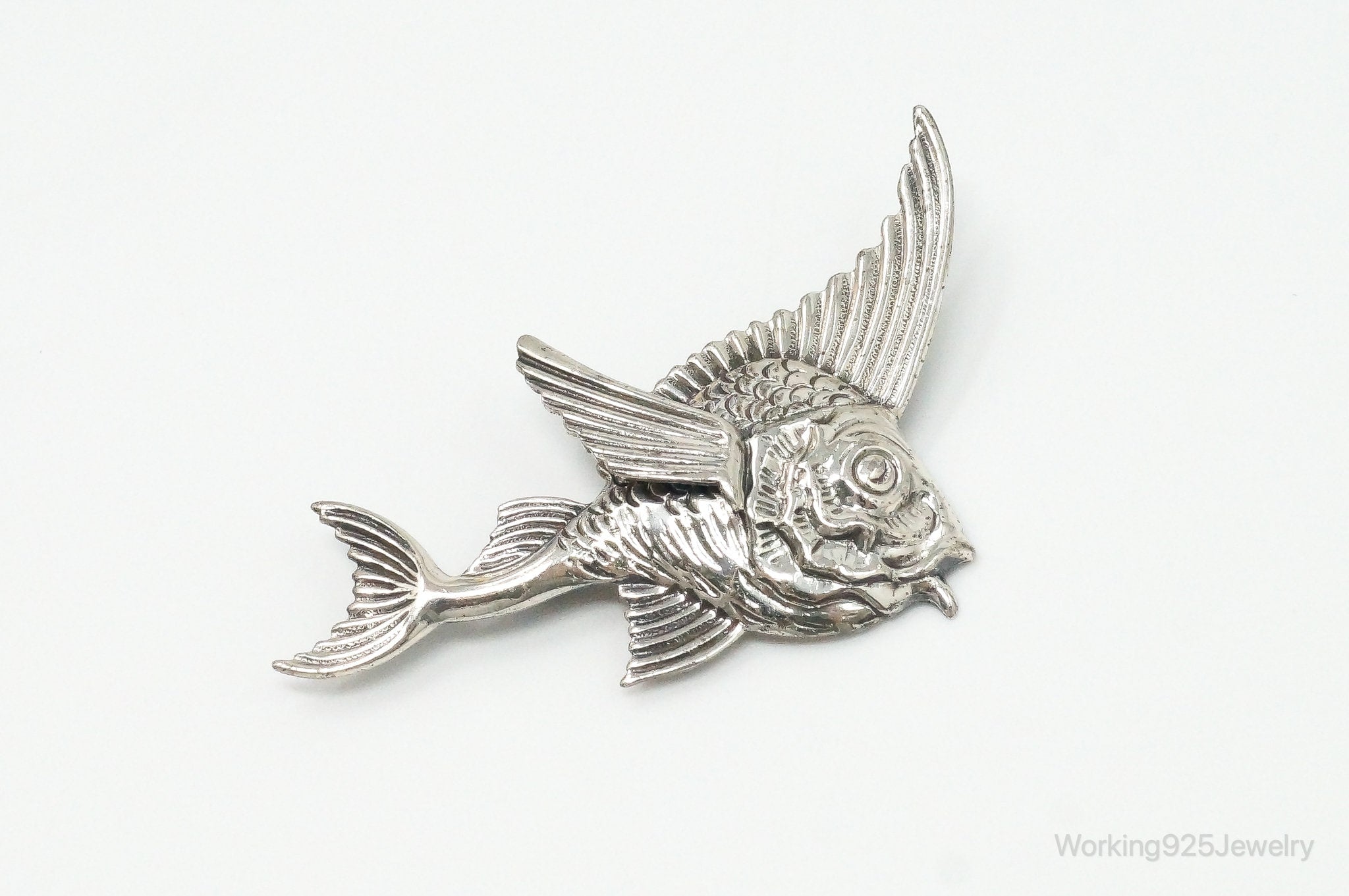 Vintage Fish Sterling Silver Brooch Pin