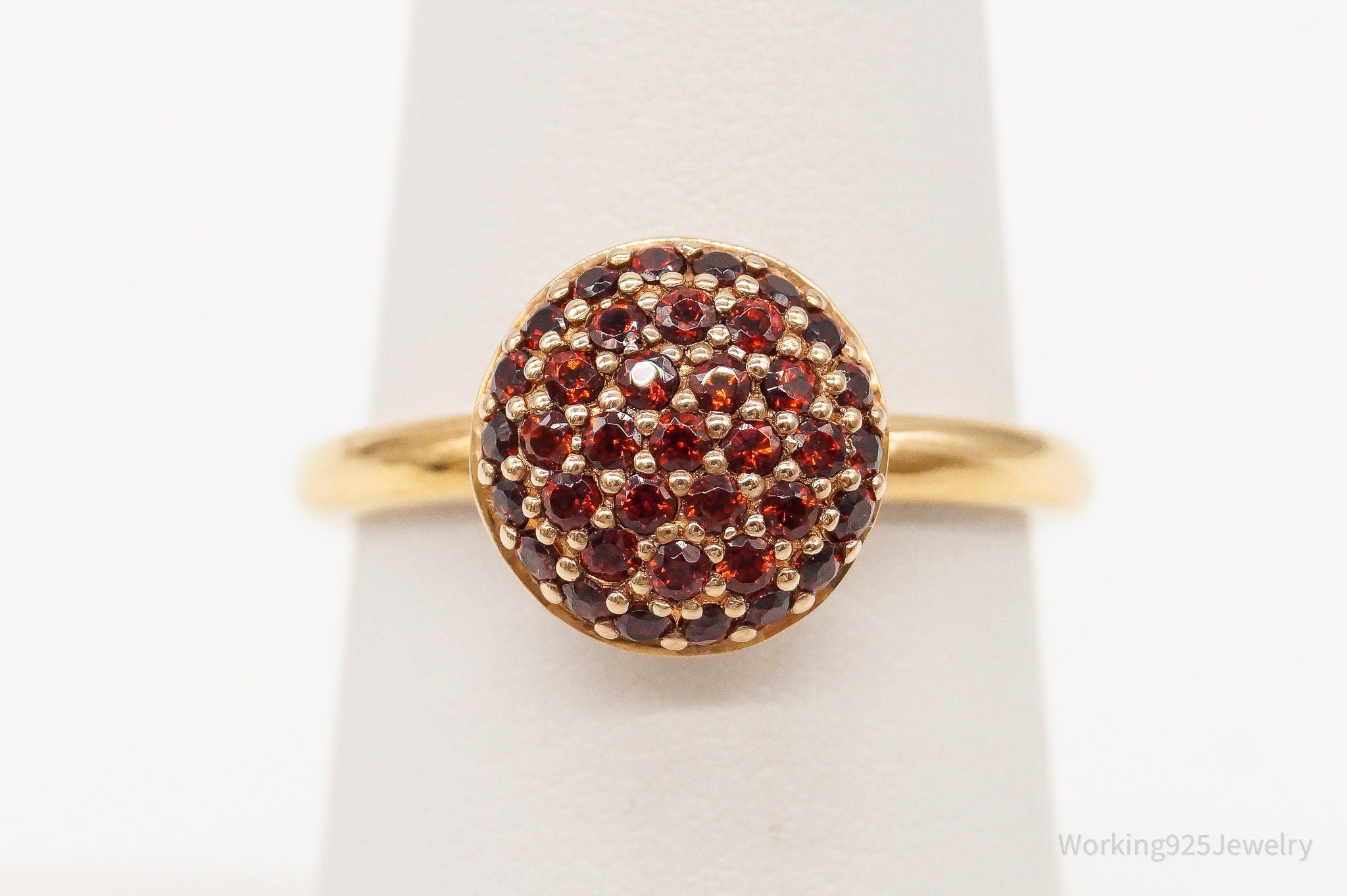 Designer Franco Giaccari Garnet 18K Gold Over Sterling Silver Ring SZ 6