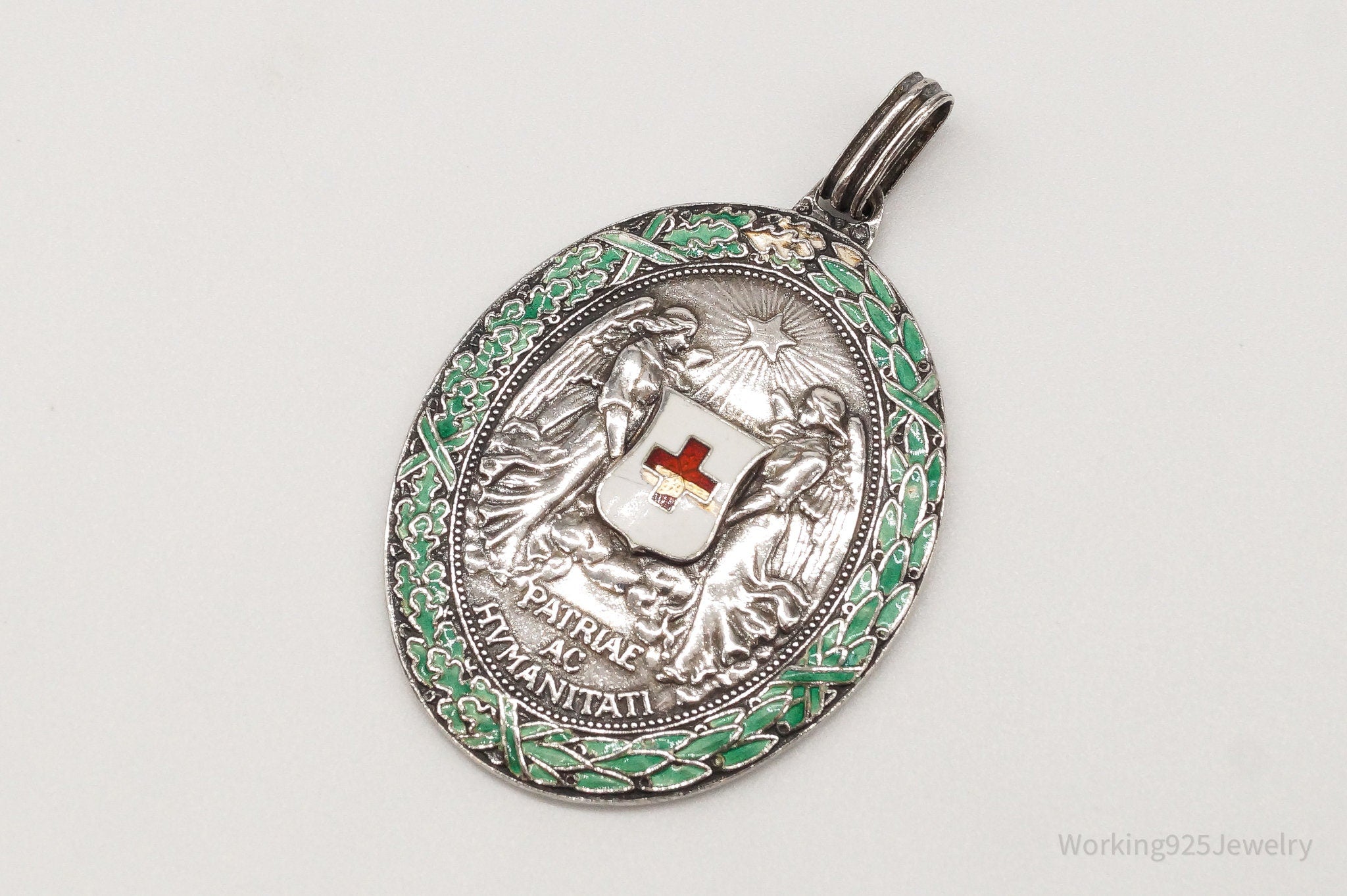 Antique WWI Enameled Silver Patriae Humanitati Merit