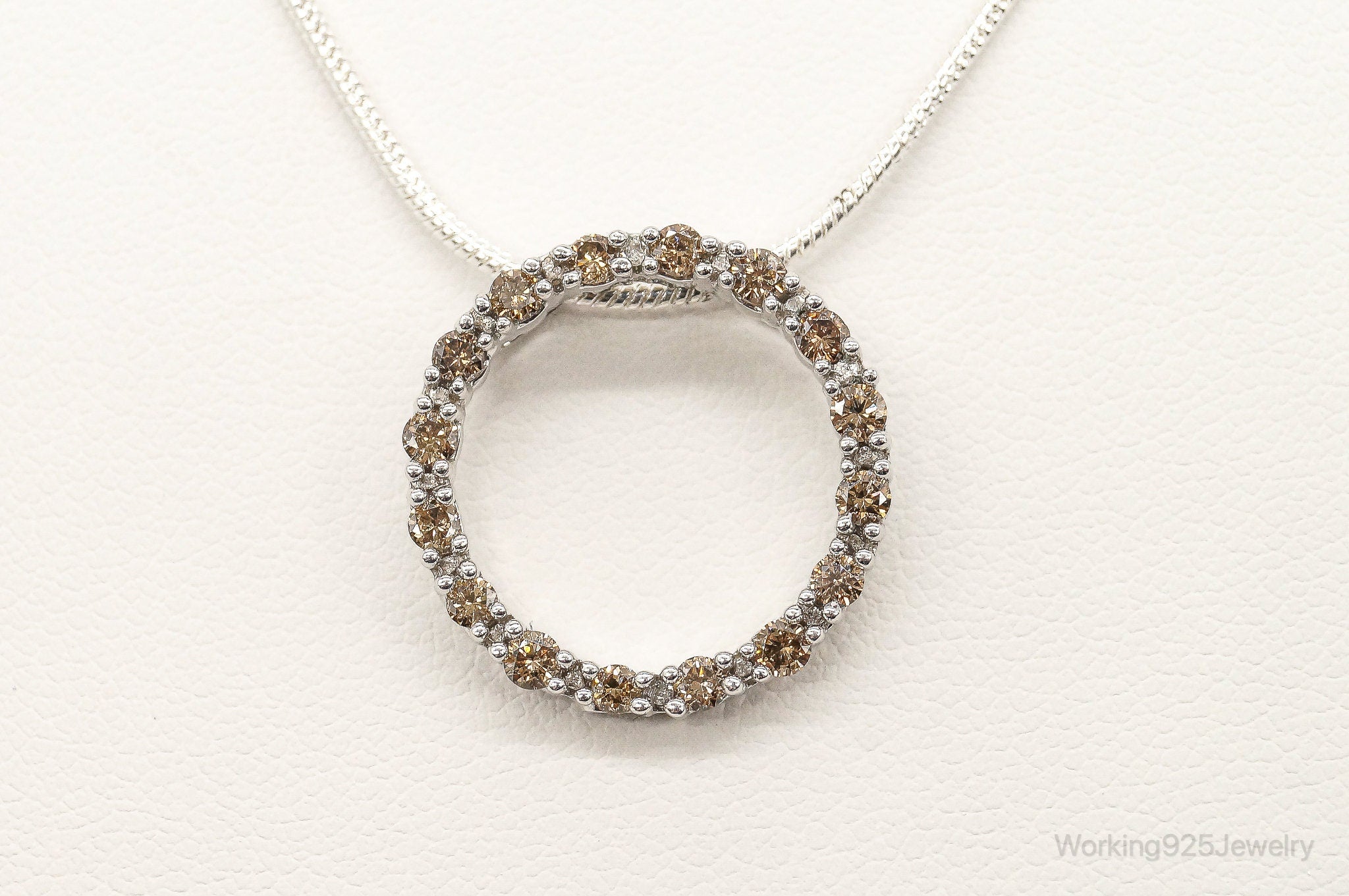 Designer JWBR White & Champagne Diamond Sterling Silver Necklace