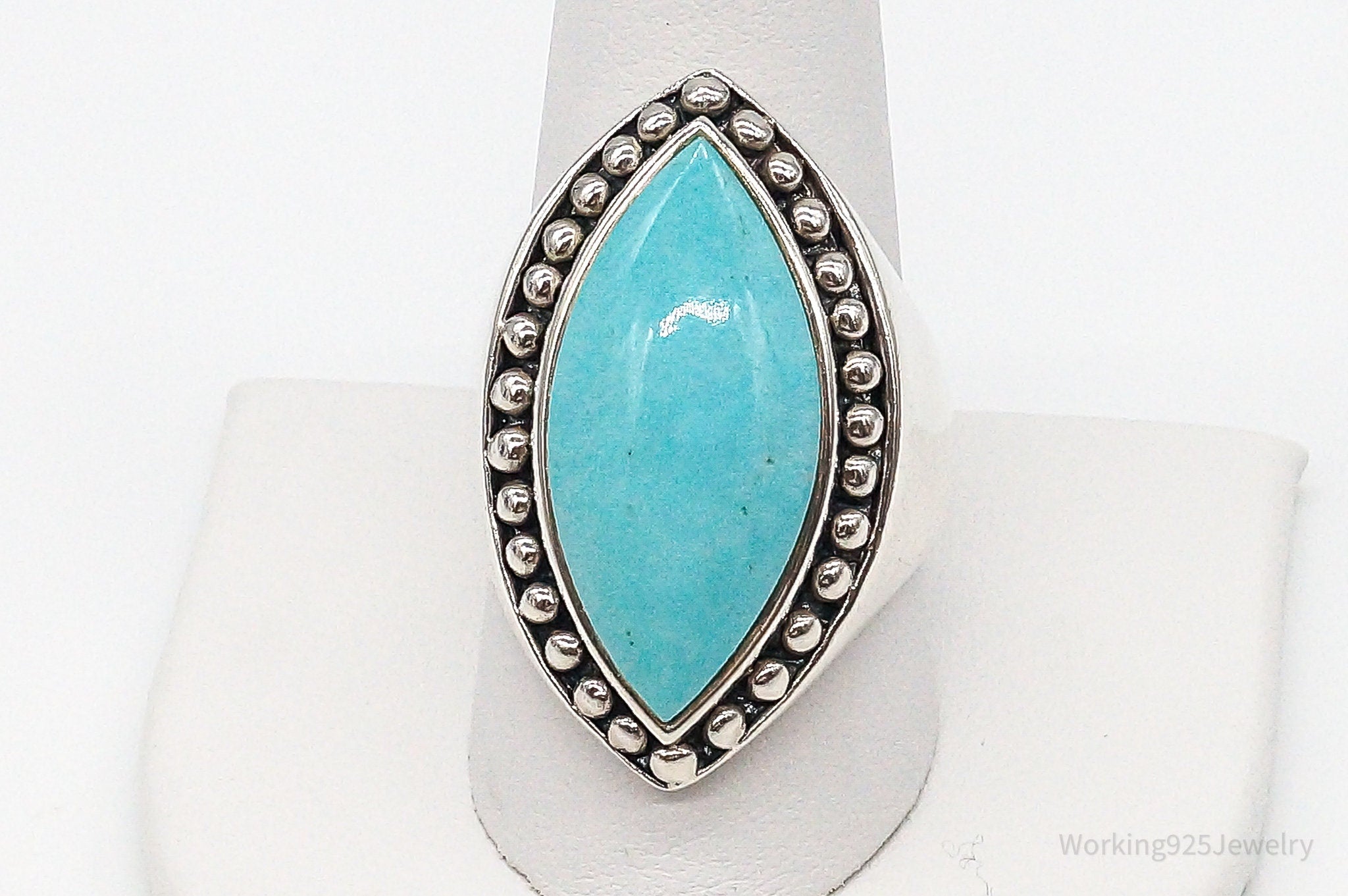 Designer SX Turquoise Sterling Silver Ring - Size 10