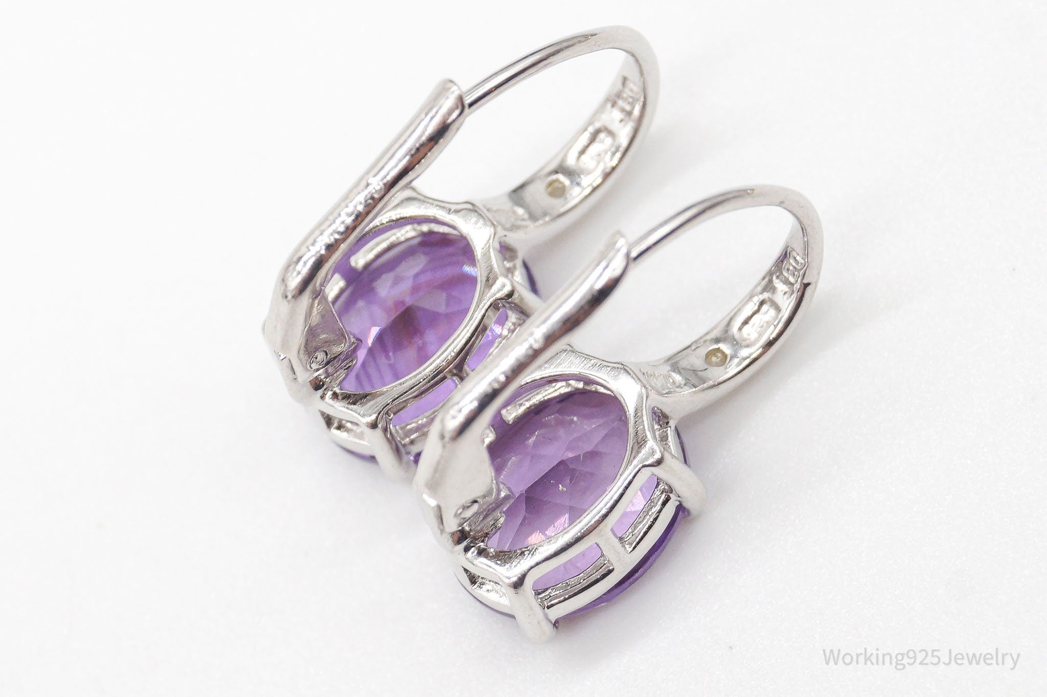 Vintage Designer DBJ Amethyst Diamond Sterling Silver Earrings