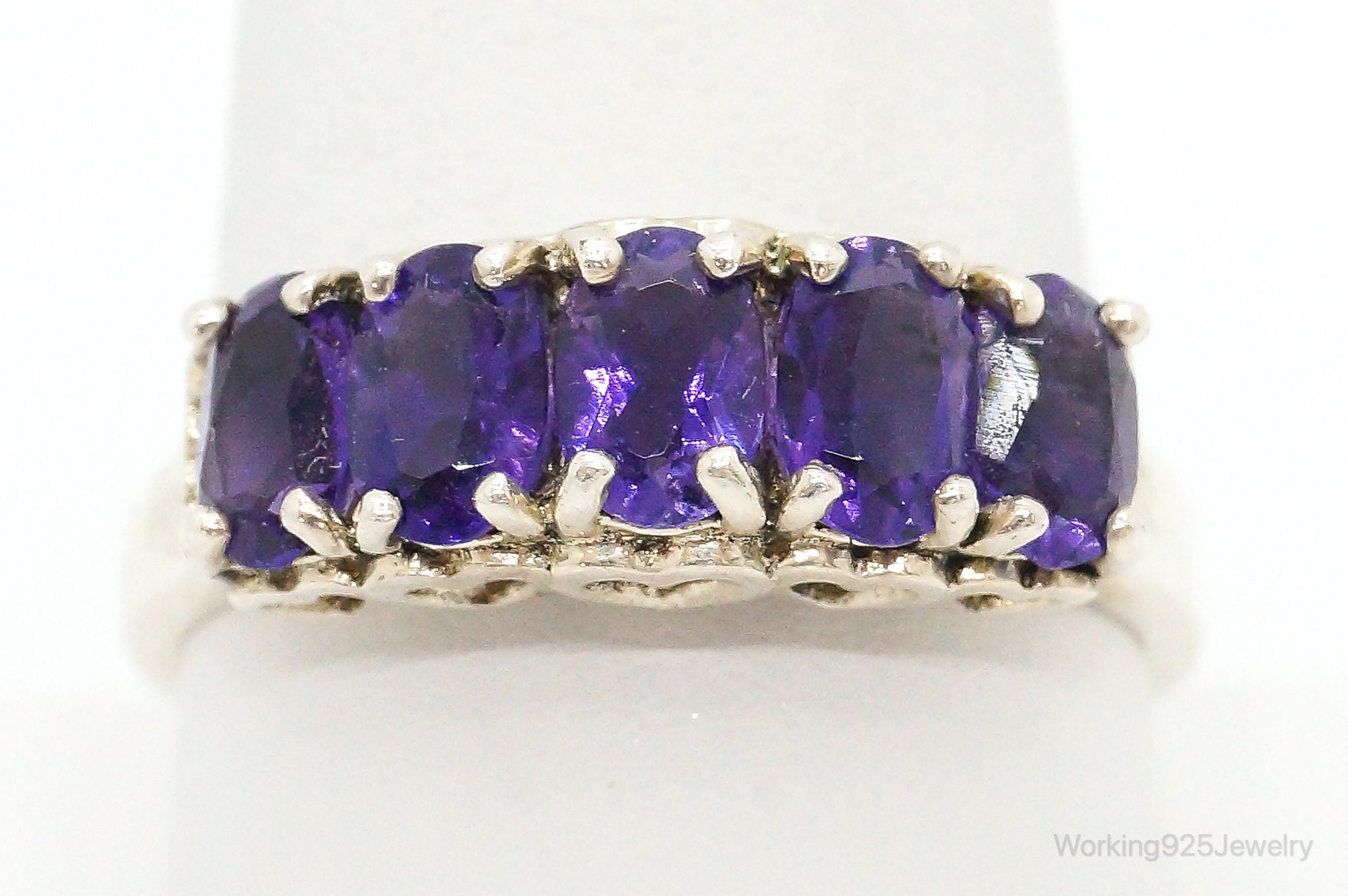 Vintage Designer CNS Amethyst Sterling Silver Ring - Size 9.75