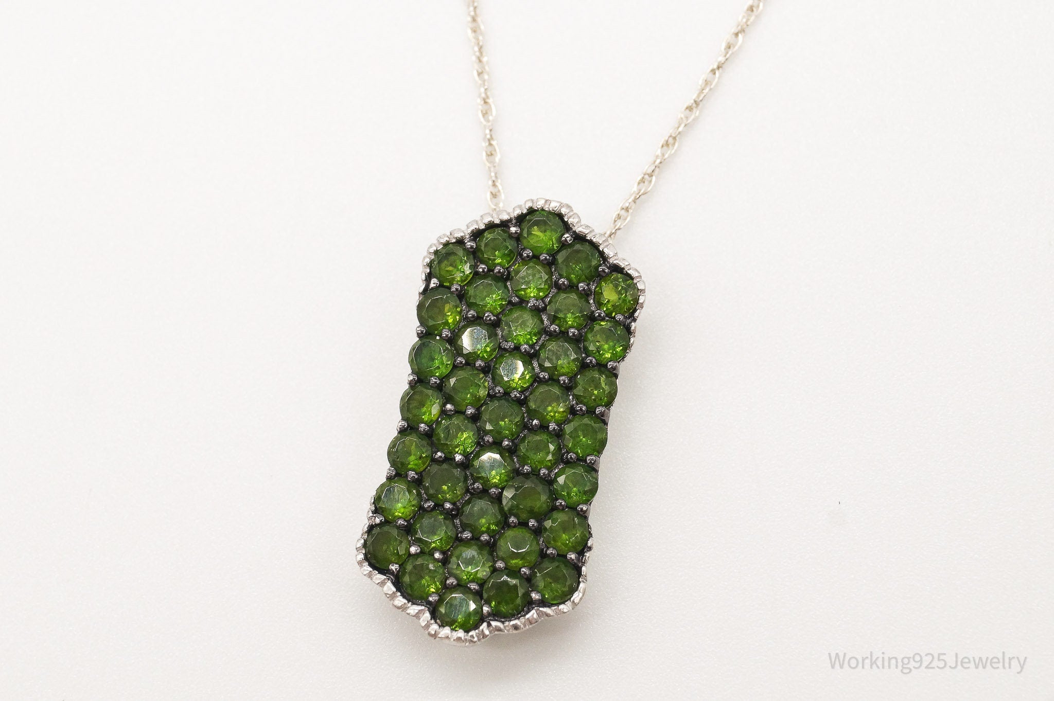 Vintage Designer HT Peridot Sterling Silver Necklace