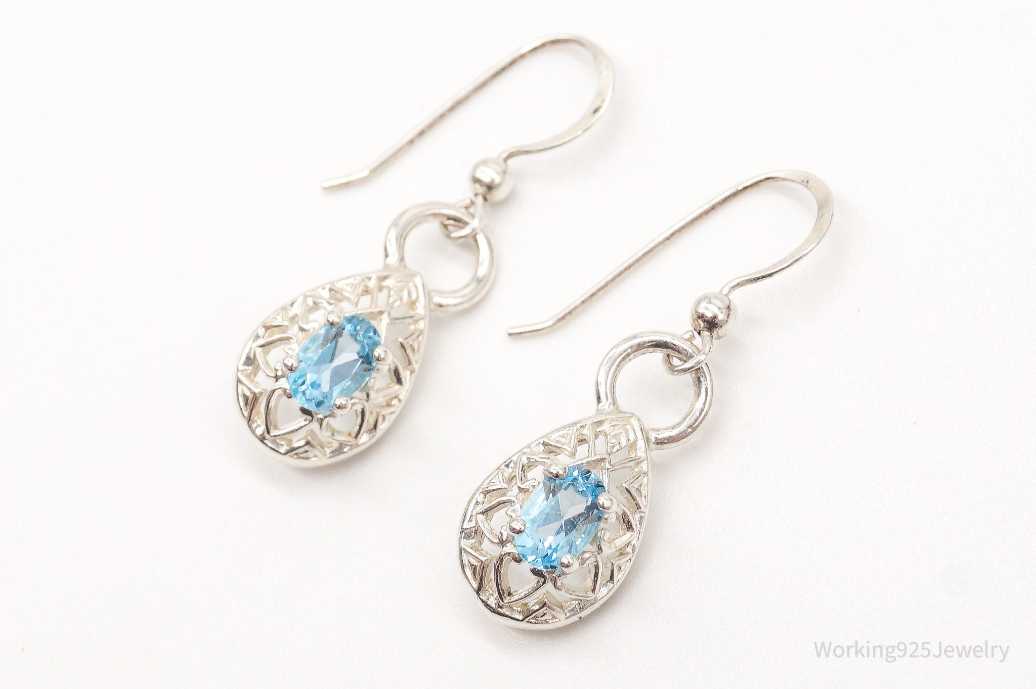 Vintage Designer CNA Blue Topaz Sterling Silver Earrings