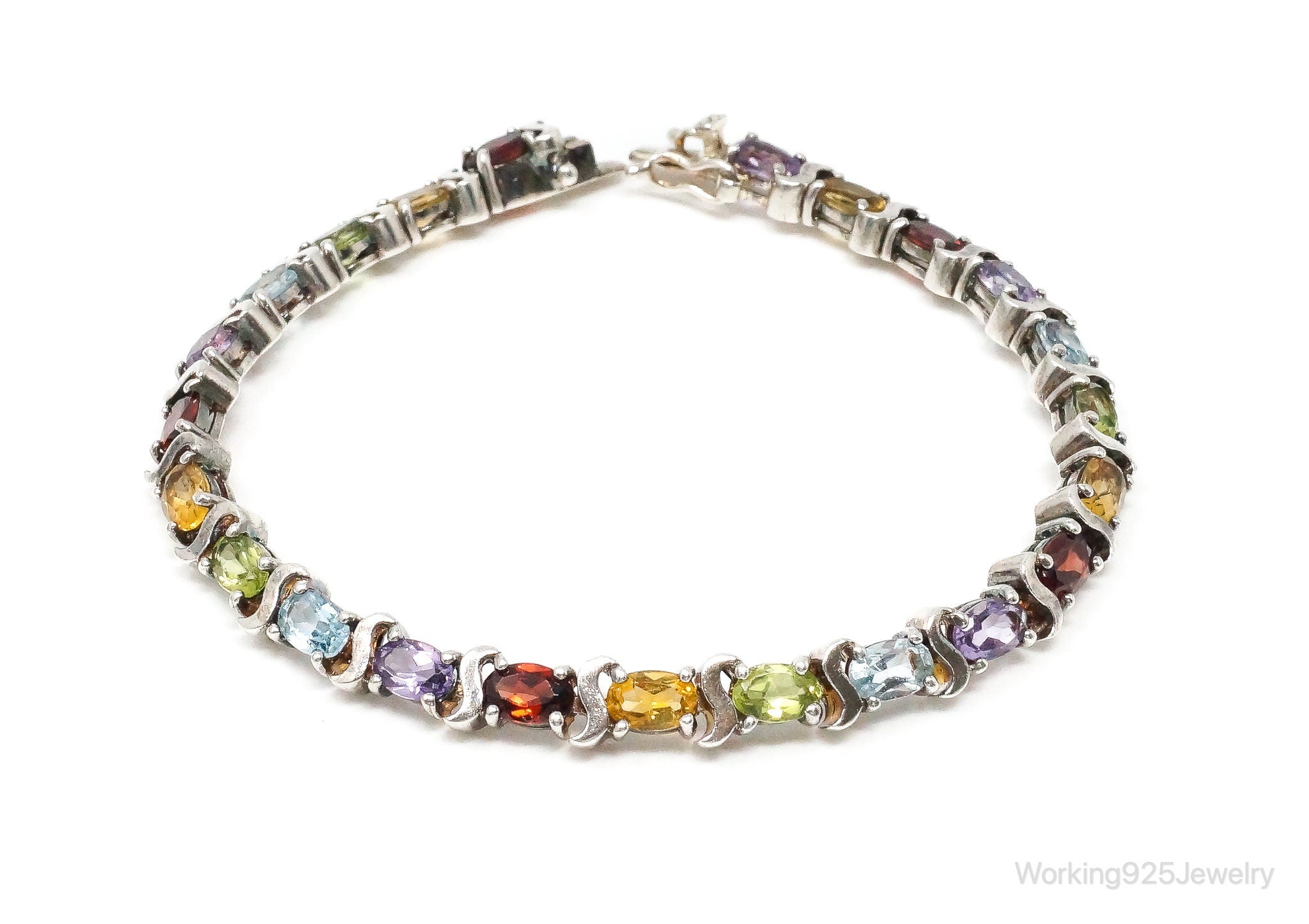 Vintage Designer Multi Gem Sterling Silver Bracelet