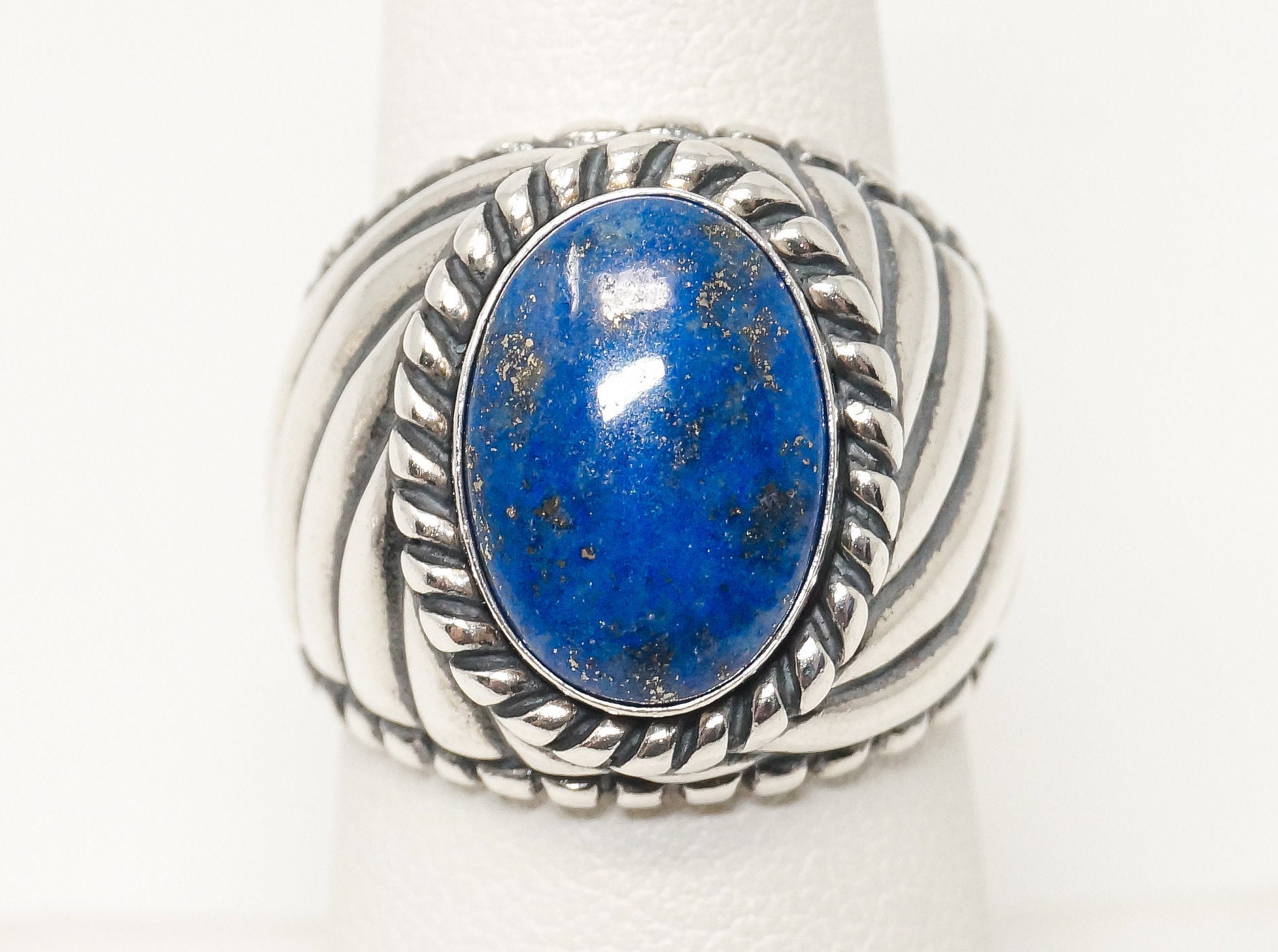 Vintage Designer Carolyn Pollack Relios Lapis Lazuli Sterling Silver Ring - SZ 7