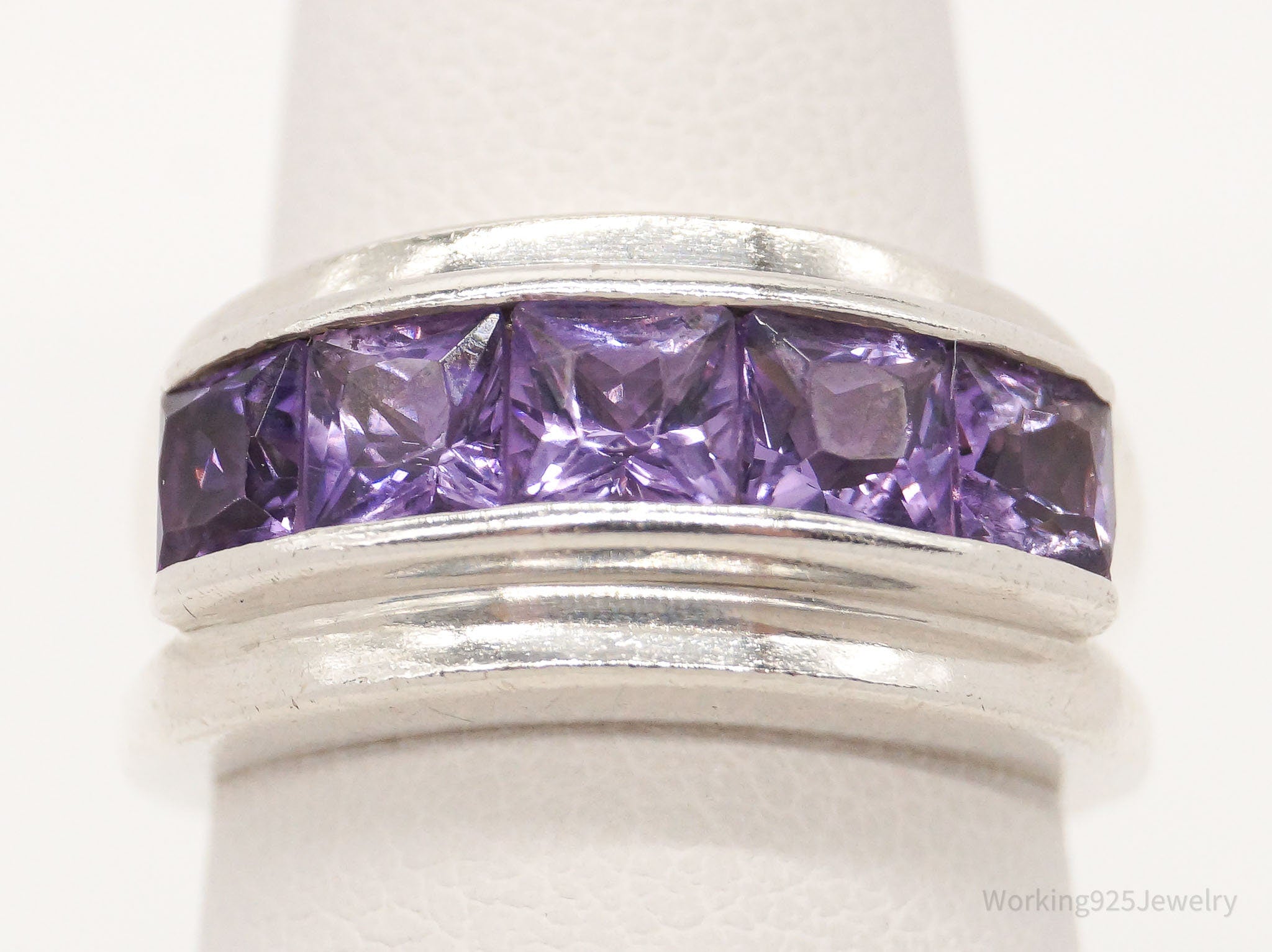 Vintage Amethyst Sterling Silver Ring - Size 5.25