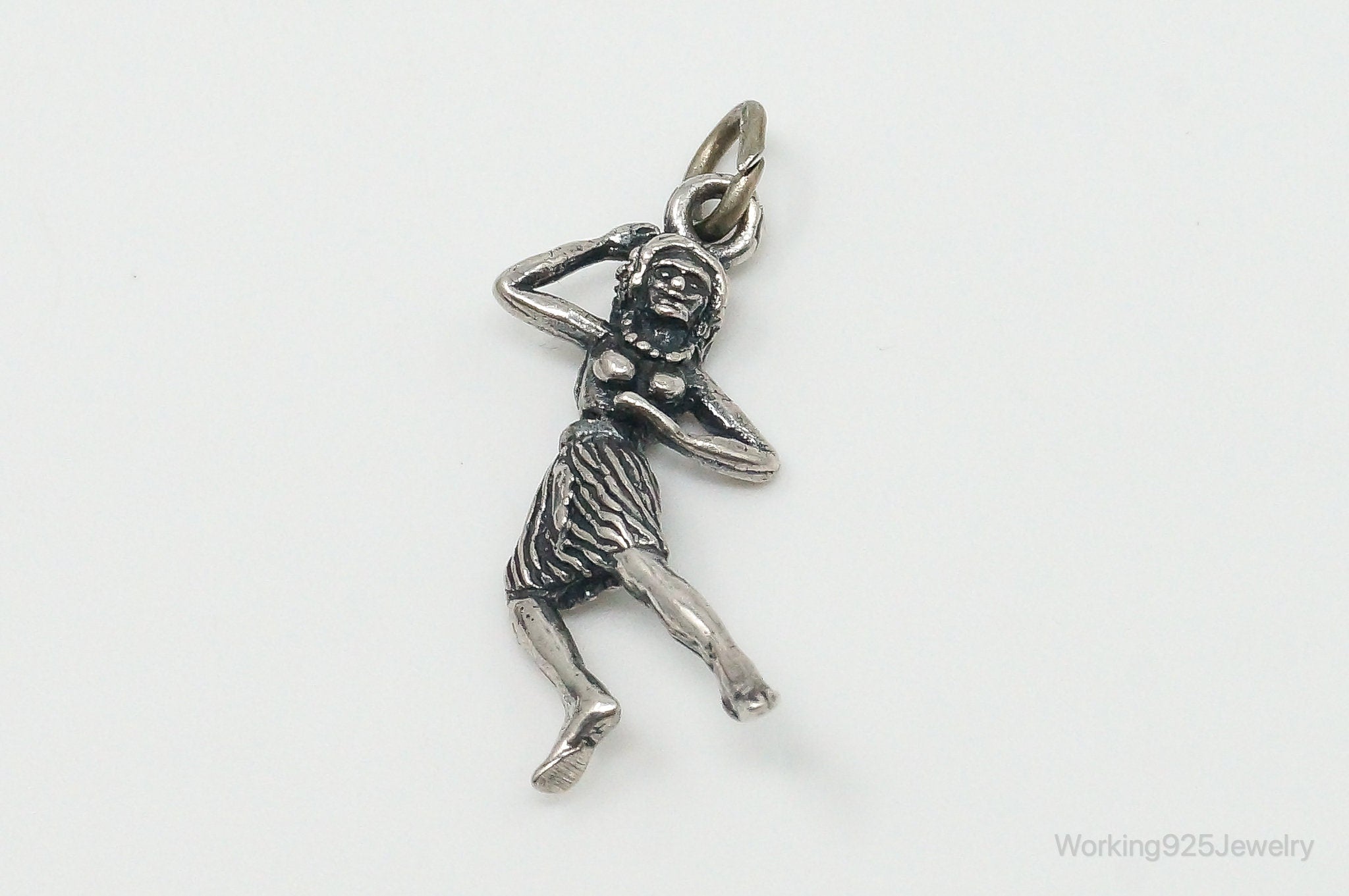 Rare Vintage Hula Dancing Woman Moving Sterling Silver Charm