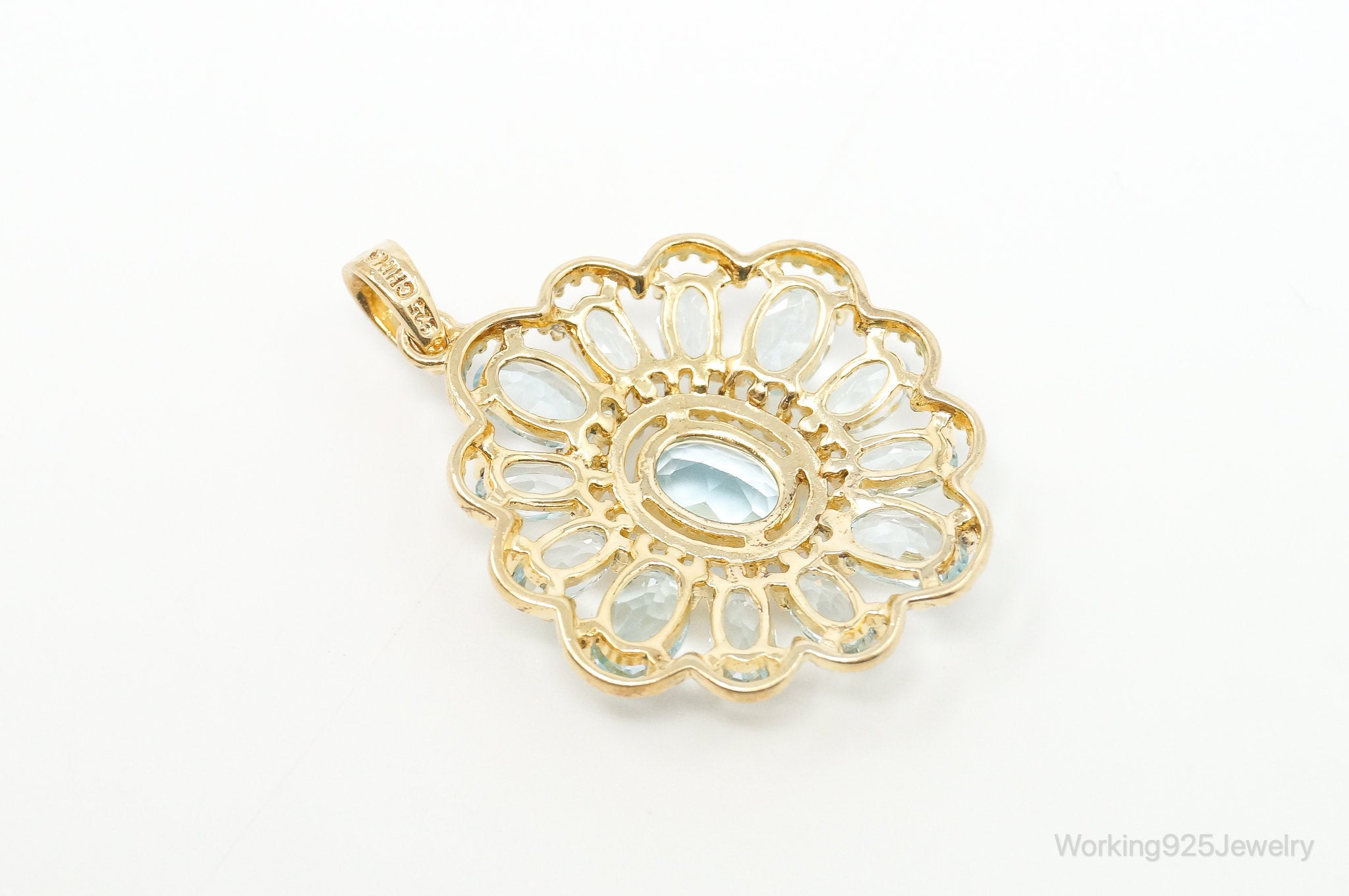 Designer Ross Simons Blue Topaz Gold Over Sterling Silver Pendant