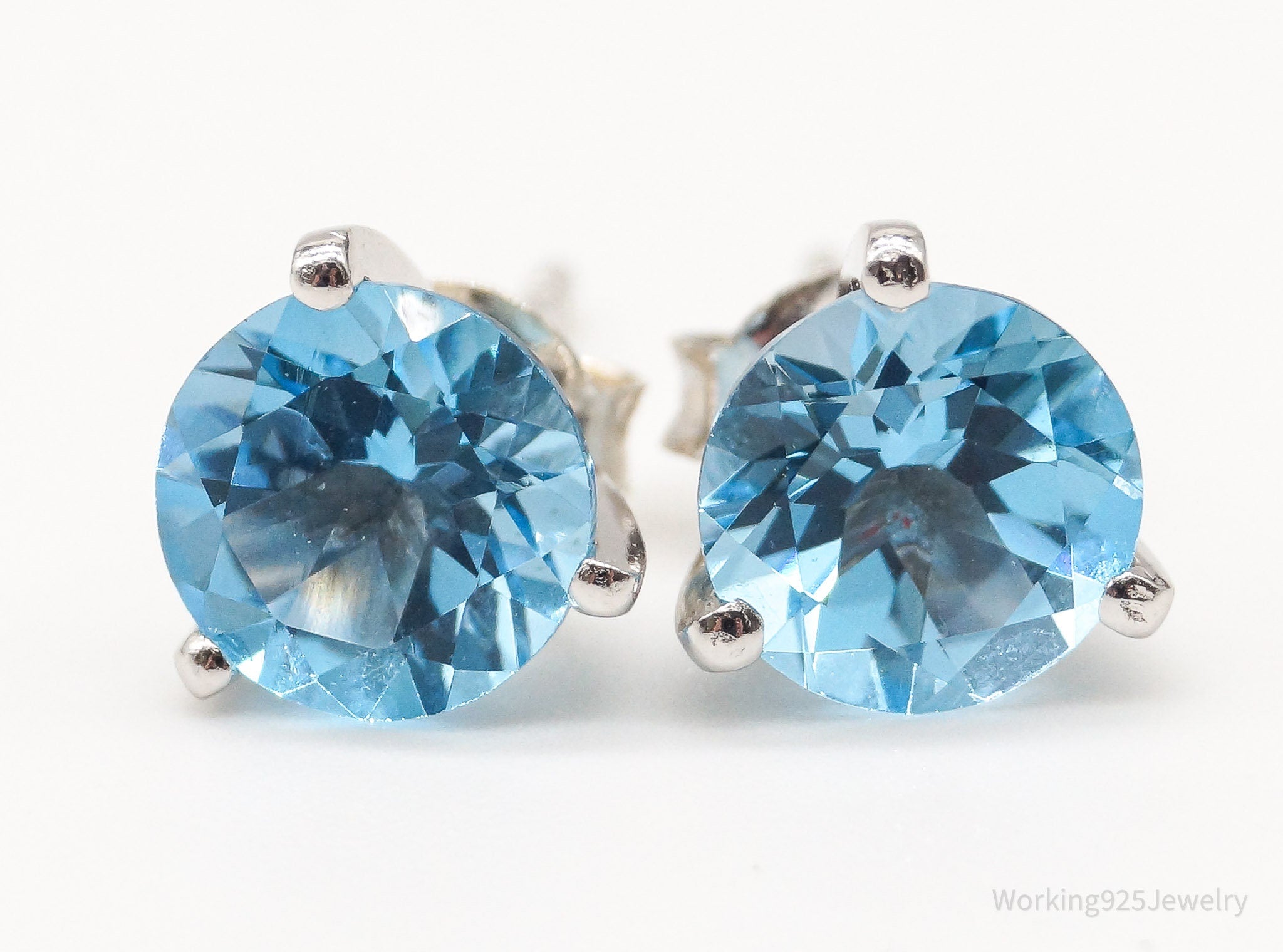 Vintage Blue Topaz Sterling Silver Earrings