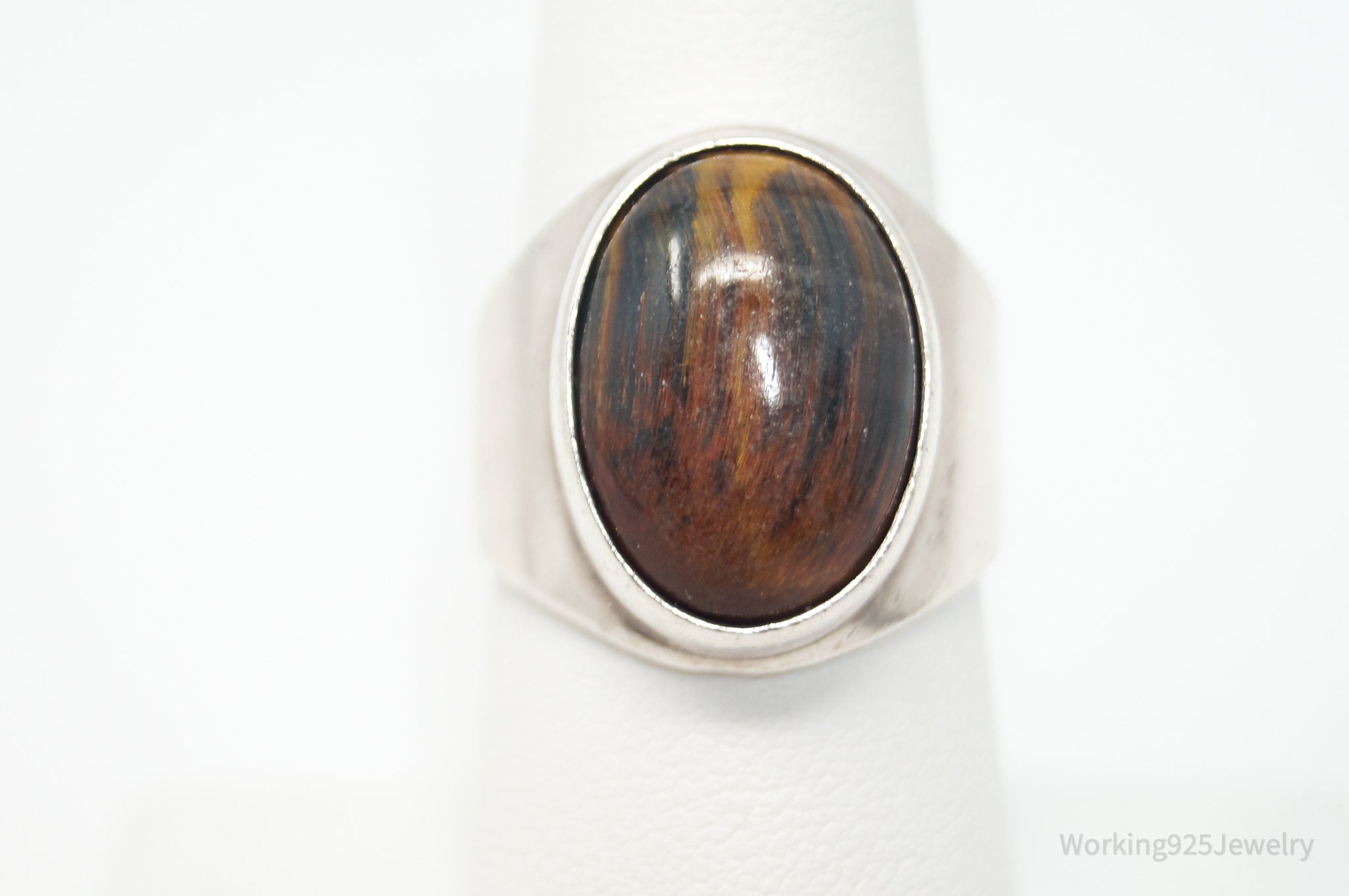 Vintage Cooper-Maki Tigers Eye Southwestern Sterling Silver Ring - Sz 7.25