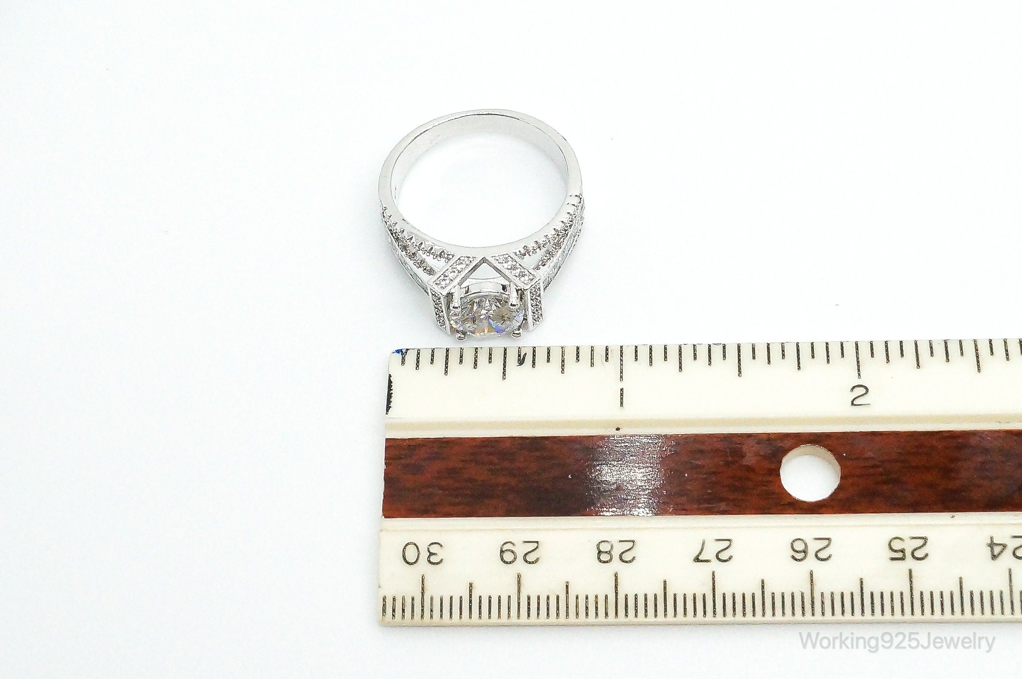 Cubic Zirconia Sterling Silver Ring - Size 9.5