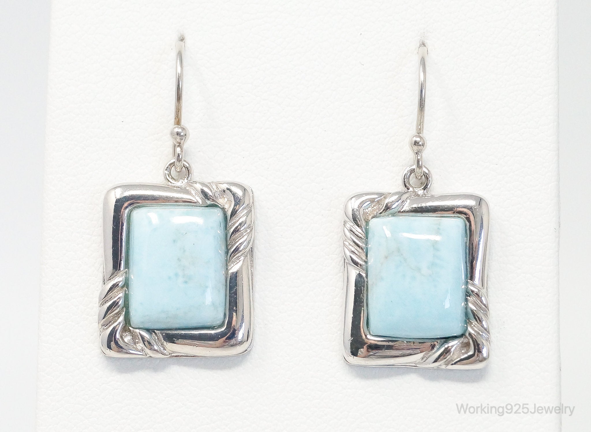 Designer BBJ Blue Larimar Sterling Silver Earrings