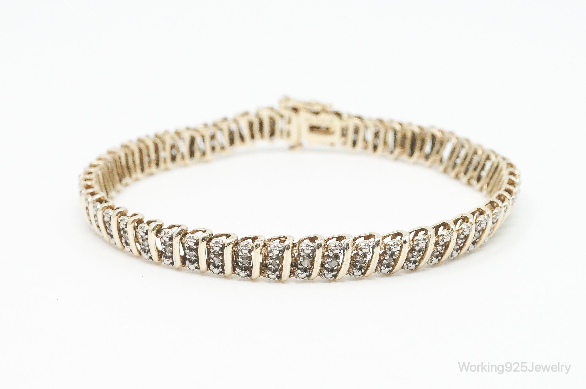 Vintage Designer Diamond Gold Vermeil Sterling Silver Bracelet