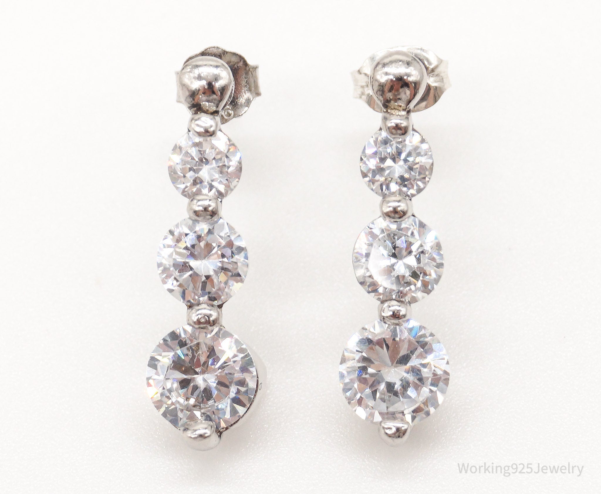 Vintage Cubic Zirconia Sterling Silver Earrings