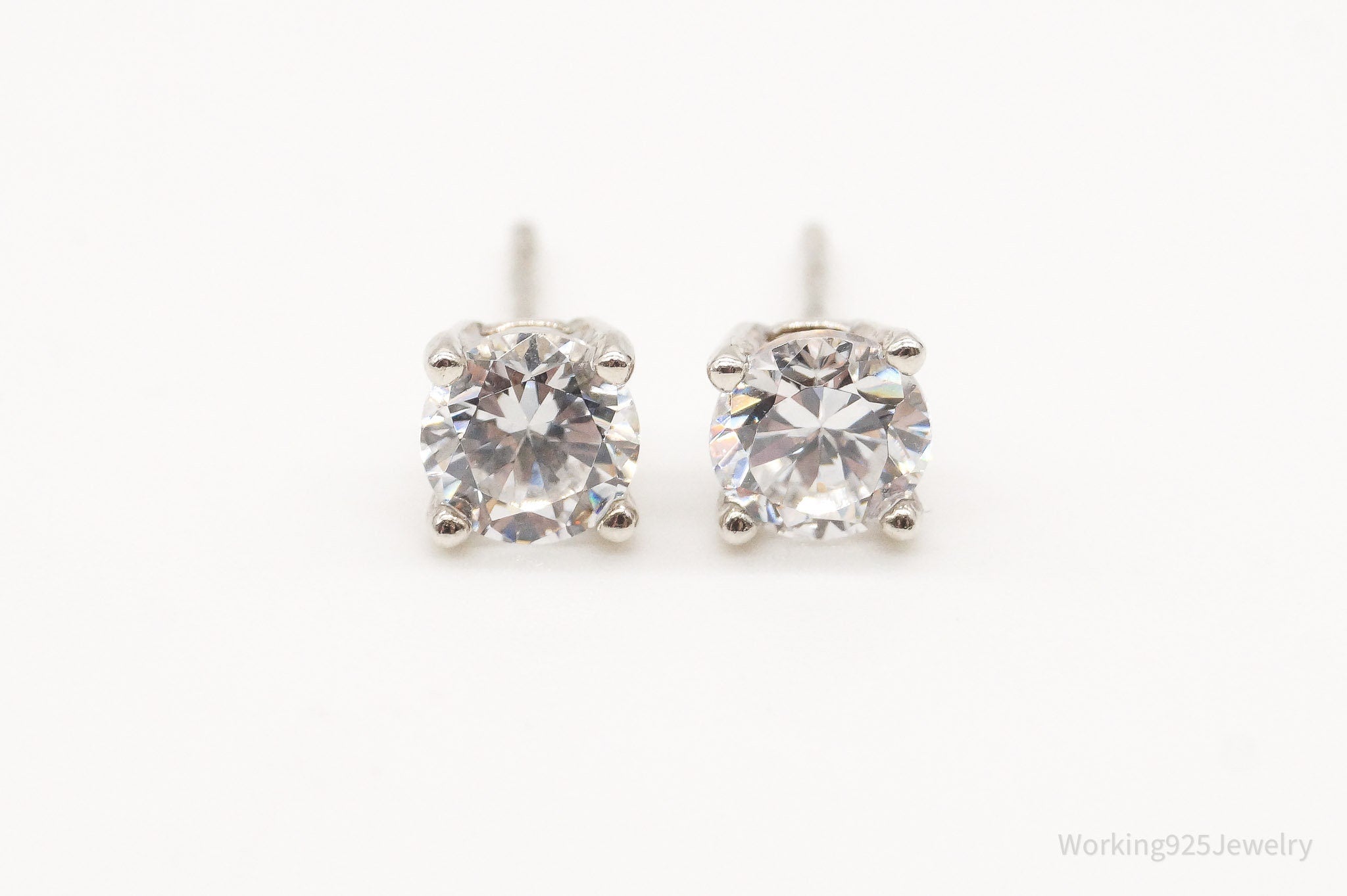 Vintage Cubic Zirconia Sterling Silver Earrings