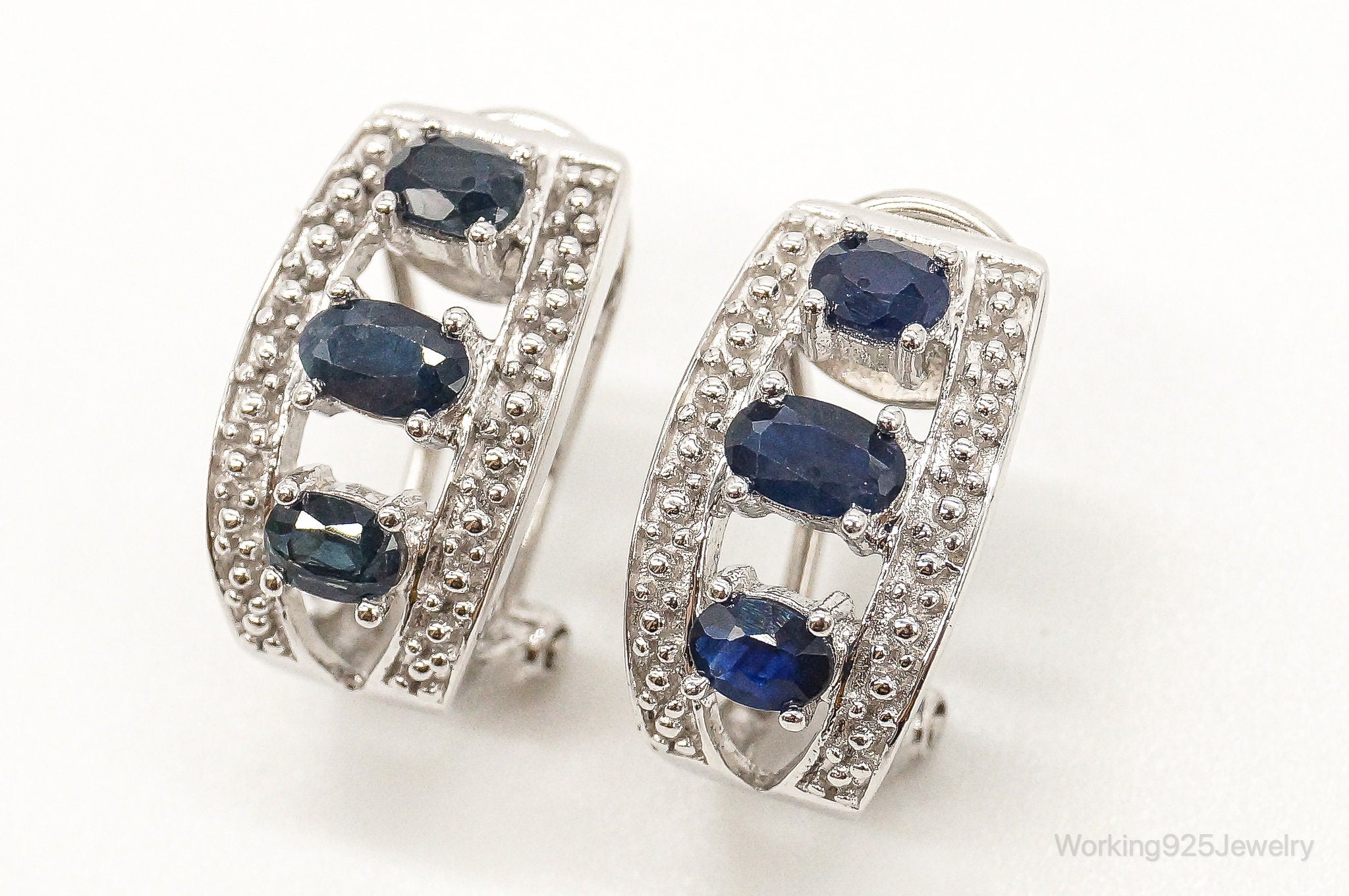 Blue Sapphire Sterling Silver Earrings