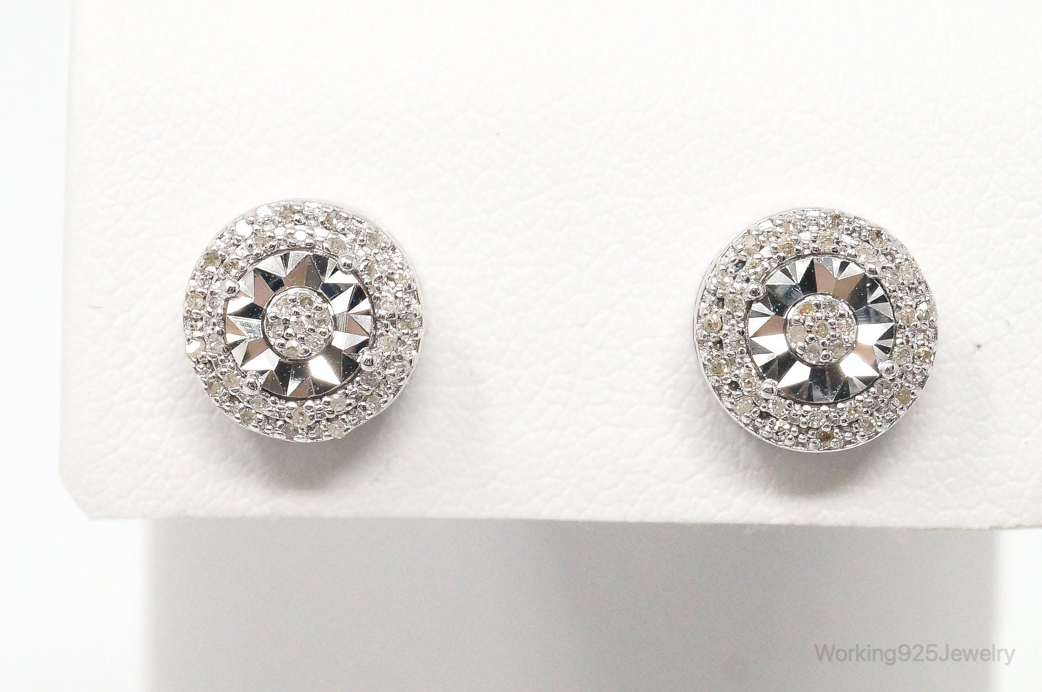 Vintage Diamond Sterling Silver Earrings