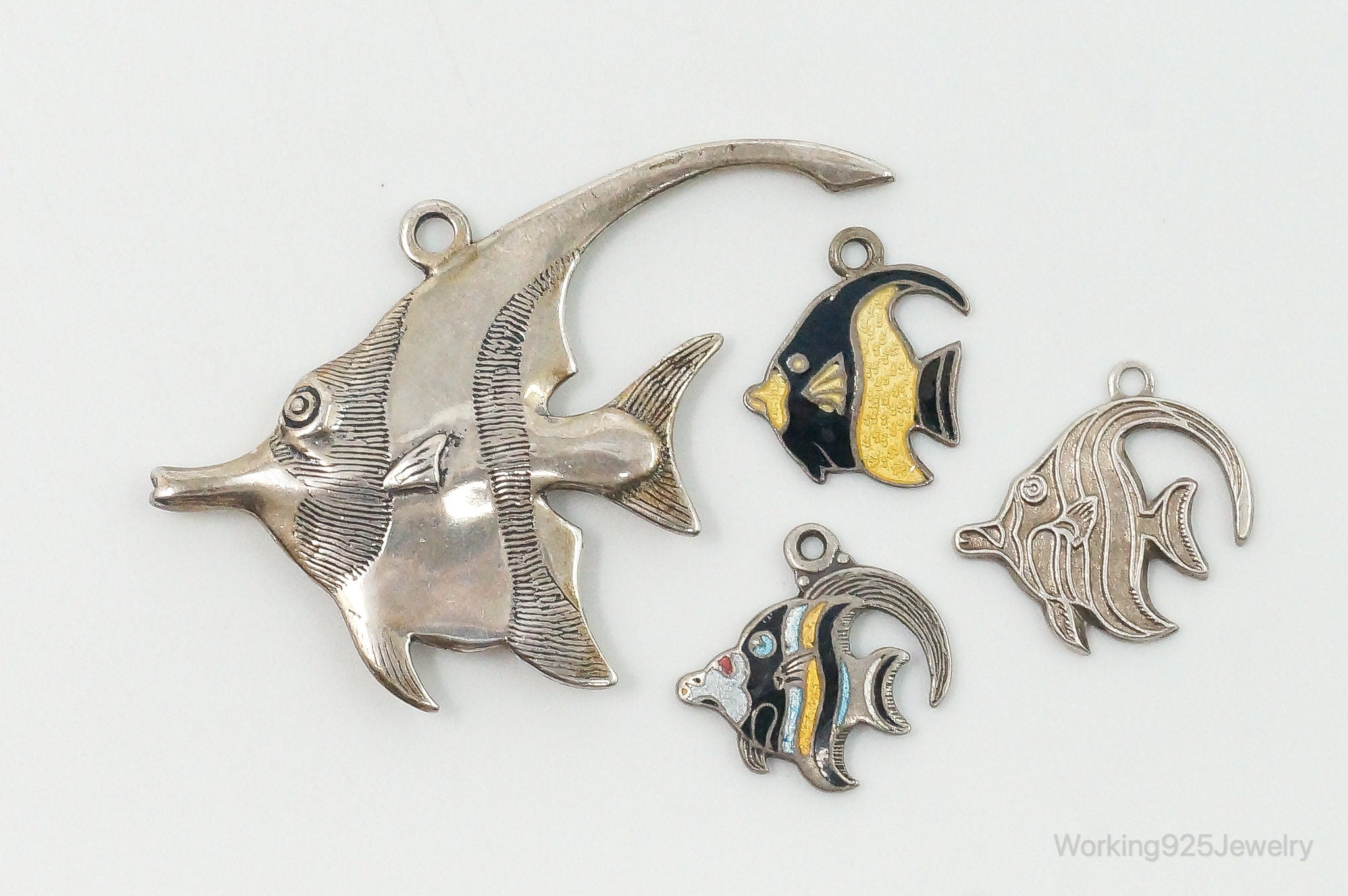 Vintage Antique Ocean Sea Life Moorish Idol Sterling Silver Charms Lot