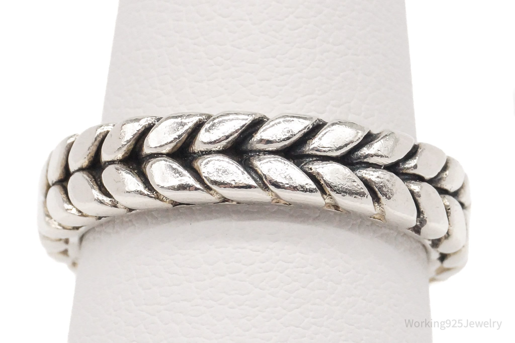 Vintage Cable Cord Rope Braid Sterling Silver Ring - Size 7.75