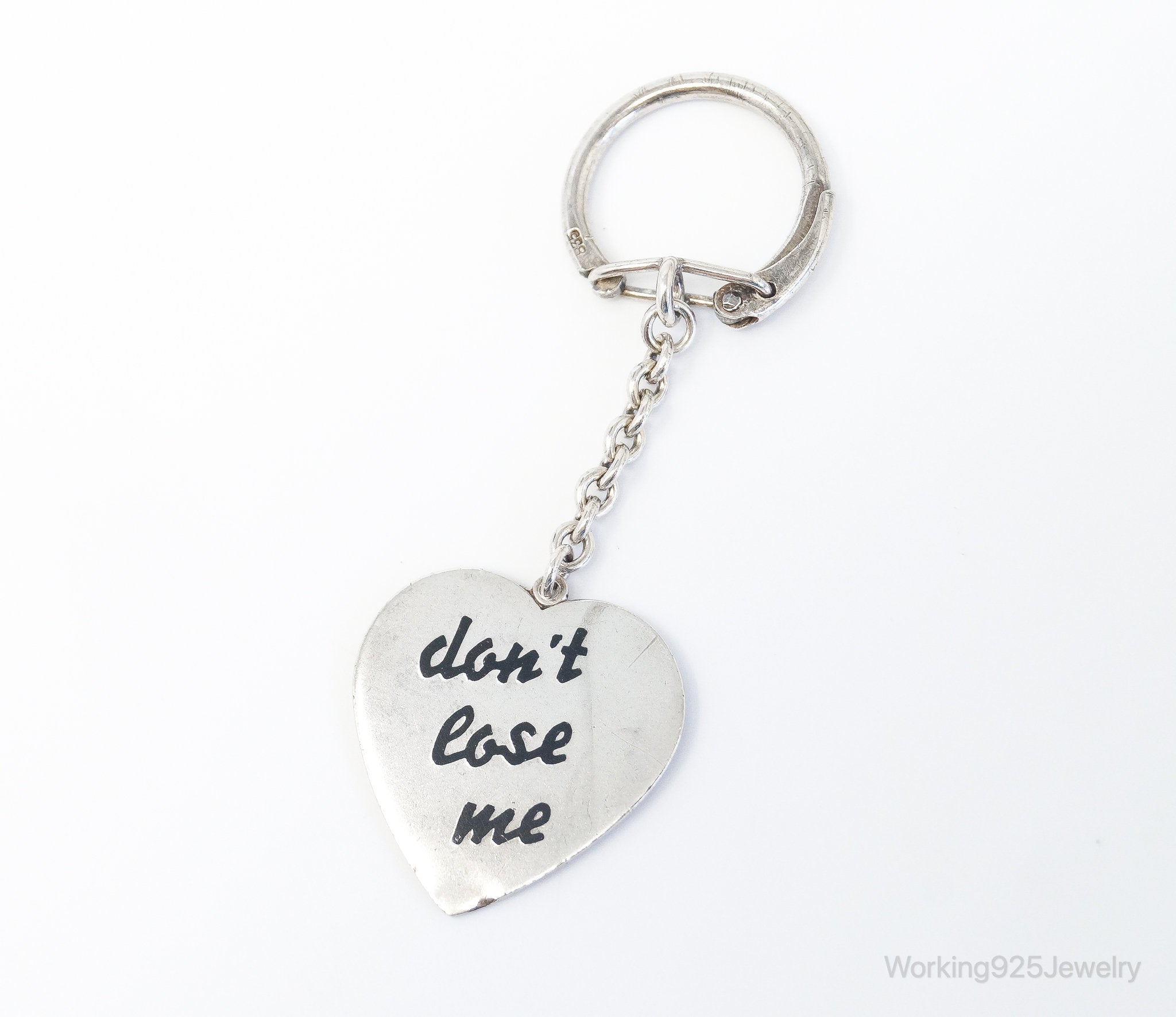 Vintage Don't Lose Me Heart 835 Silver Collectible Keychain