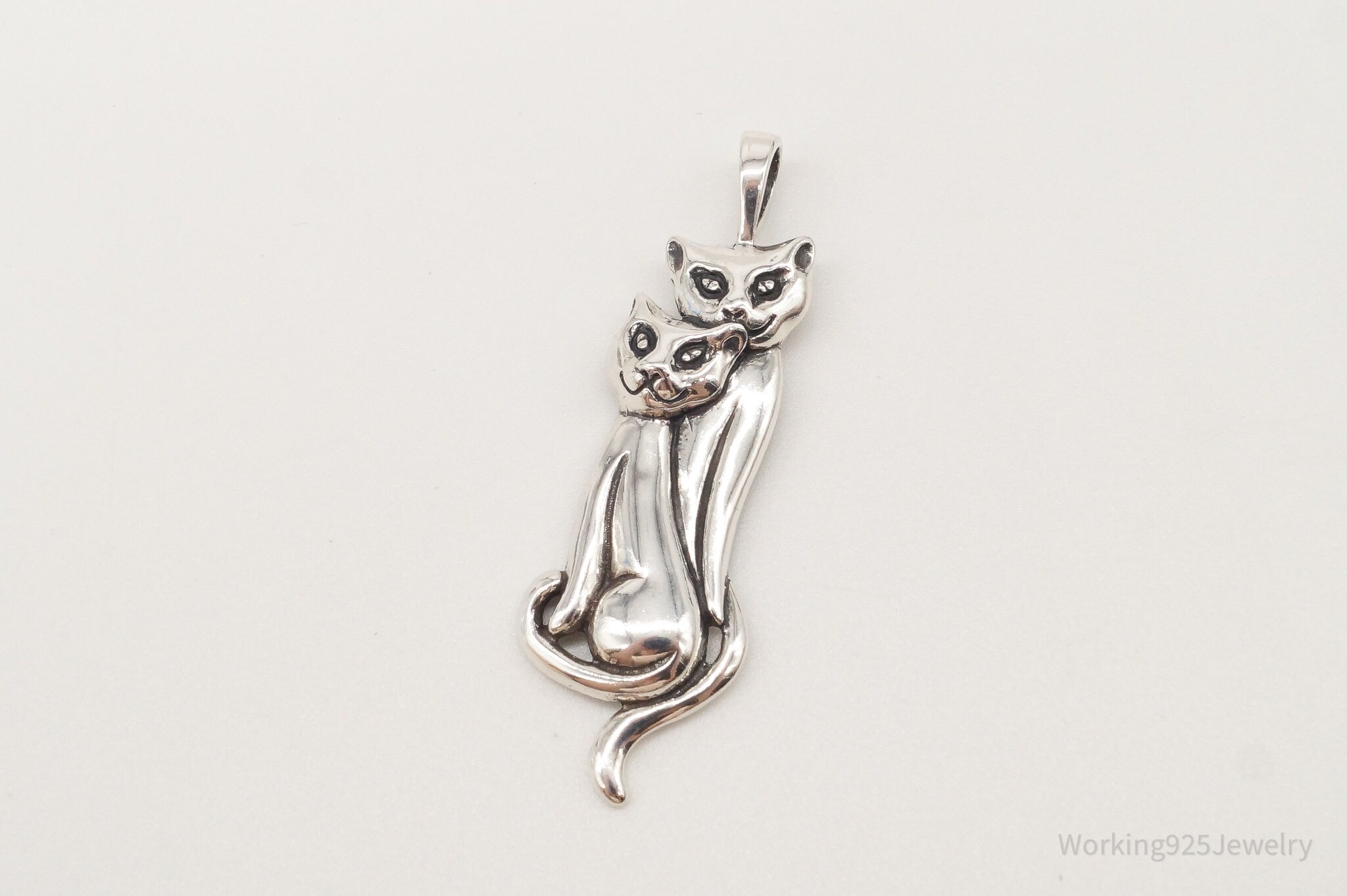 Vintage Designer KABANA Kittens Cats Sterling Silver Pendant