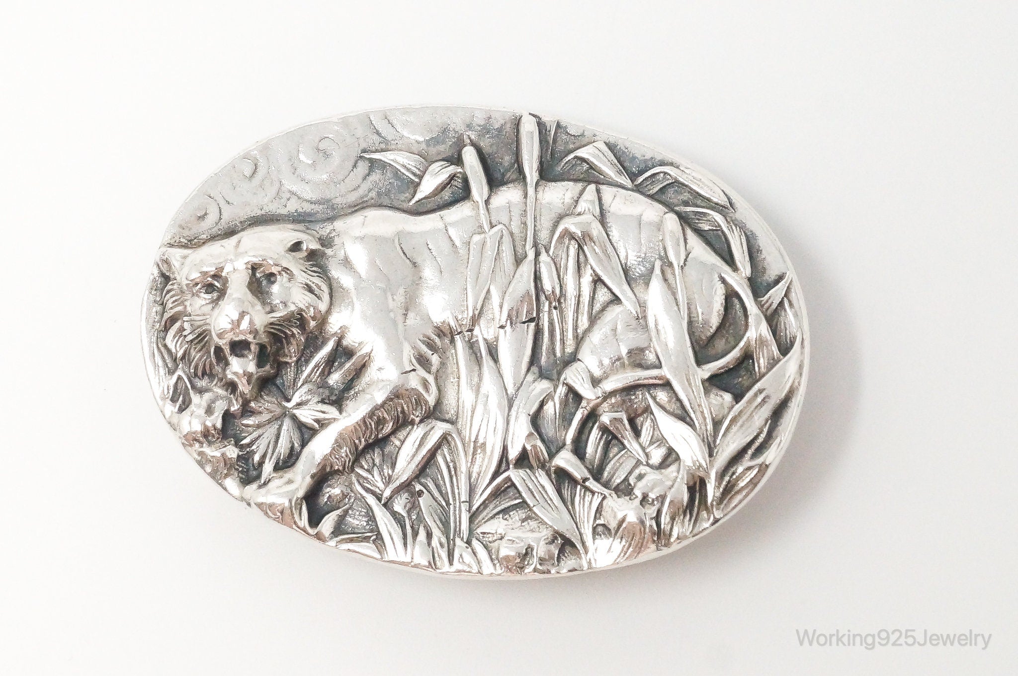 Vintage Jungle Tiger Sterling Silver Money Tie Money Clip