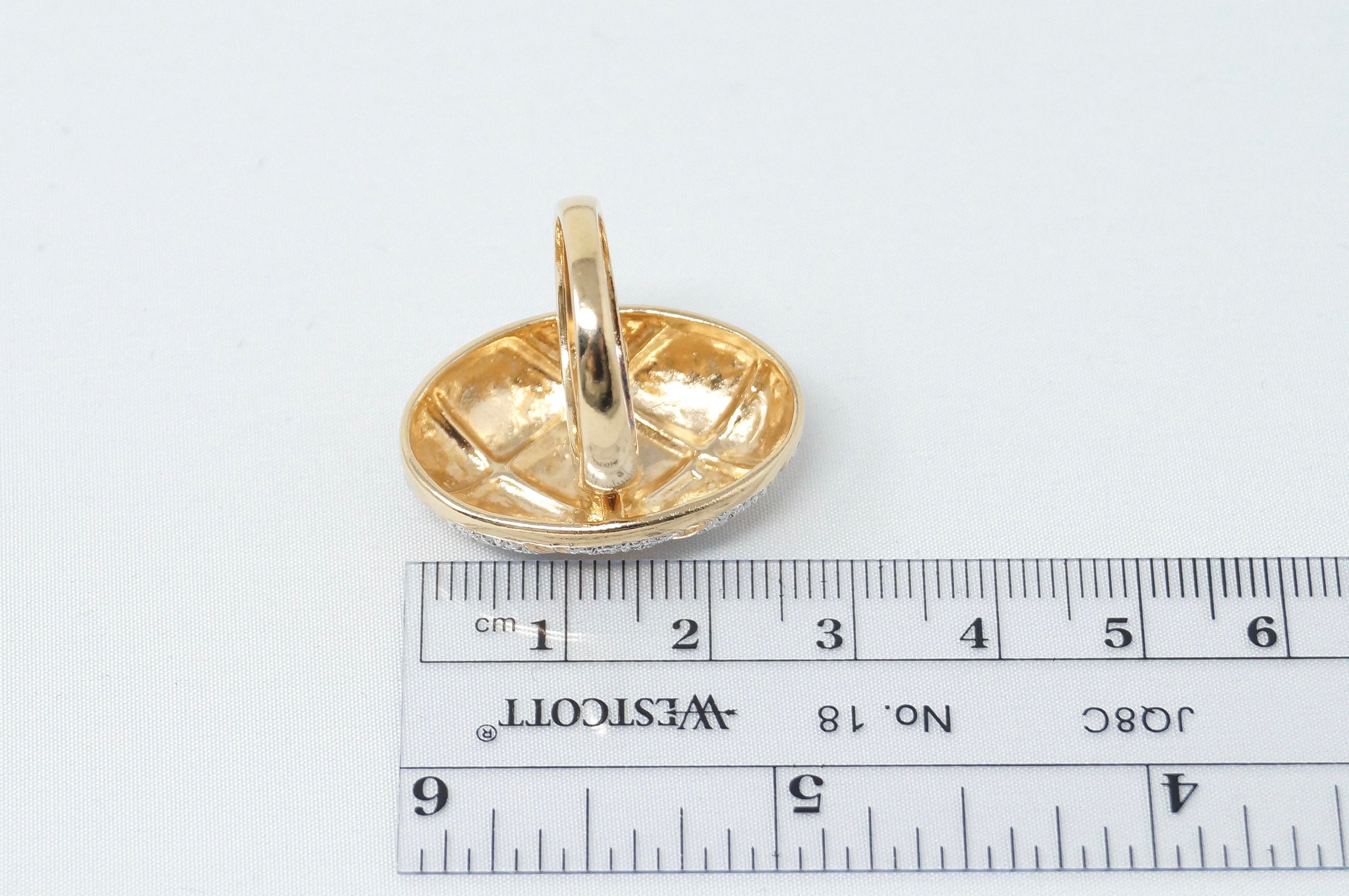 Vintage Diamond Gold Vermeil Statement Ring Sterling Silver - Size 6