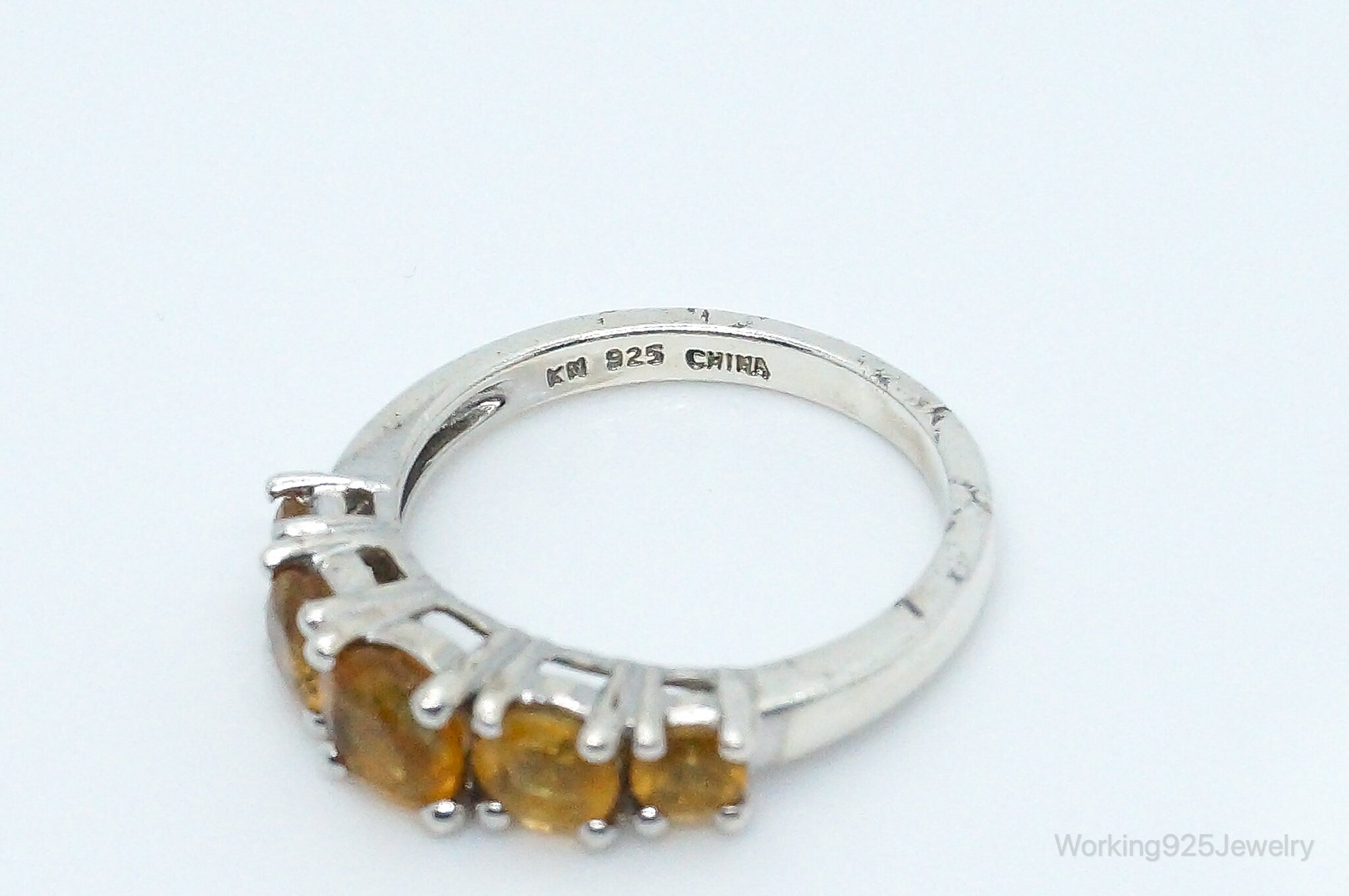 Vintage Citrine Sterling Silver Ring - Size 7