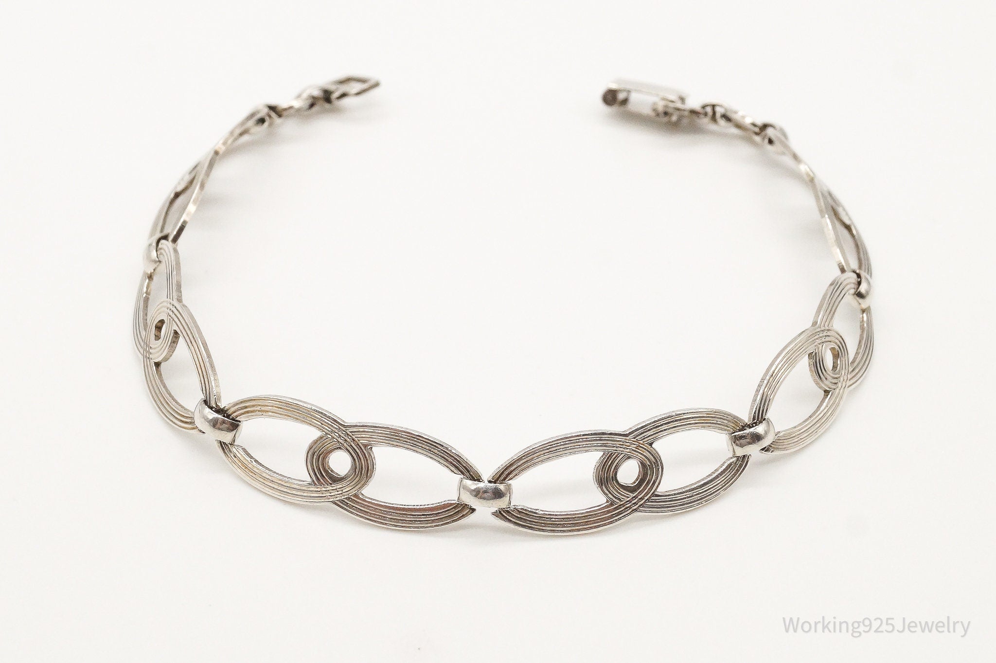 Vintage Art Deco Infinity Link Sterling Silver Bracelet