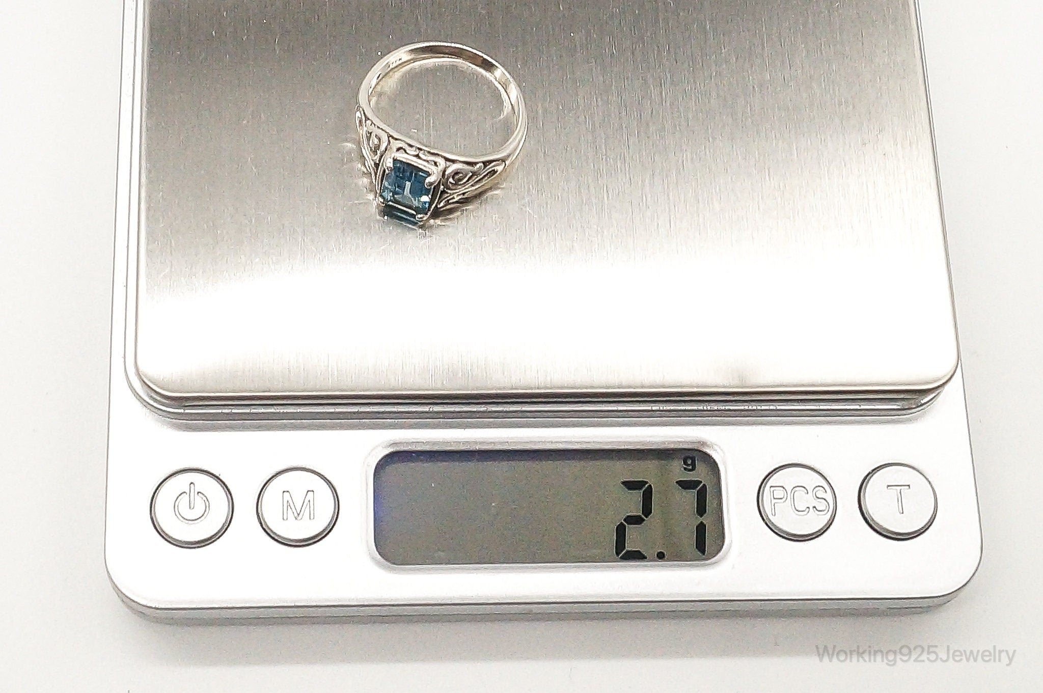 Designer Kabana Blue Topaz Sterling Silver Ring - Size 8.25