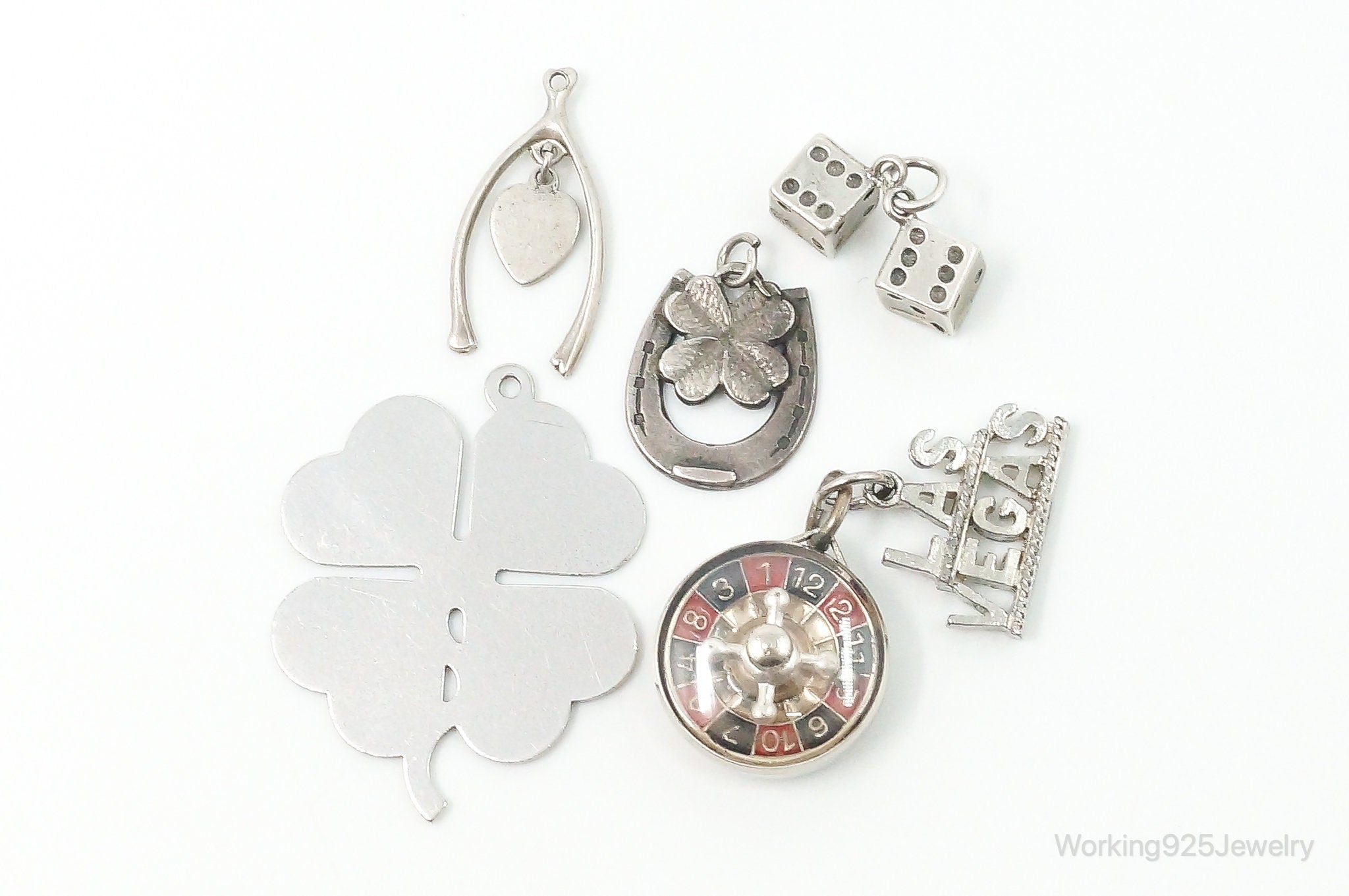 Vintage Antique Las Vegas Luck Sterling Silver Charms Lot