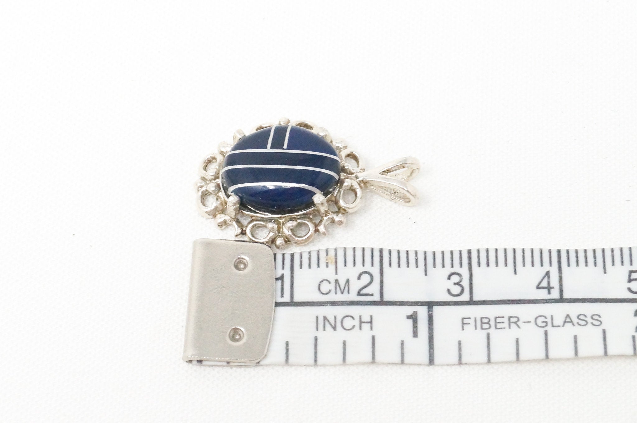 Vintage Designer KABANA Blue Lapis Lazuli Sterling Silver Necklace Pendant