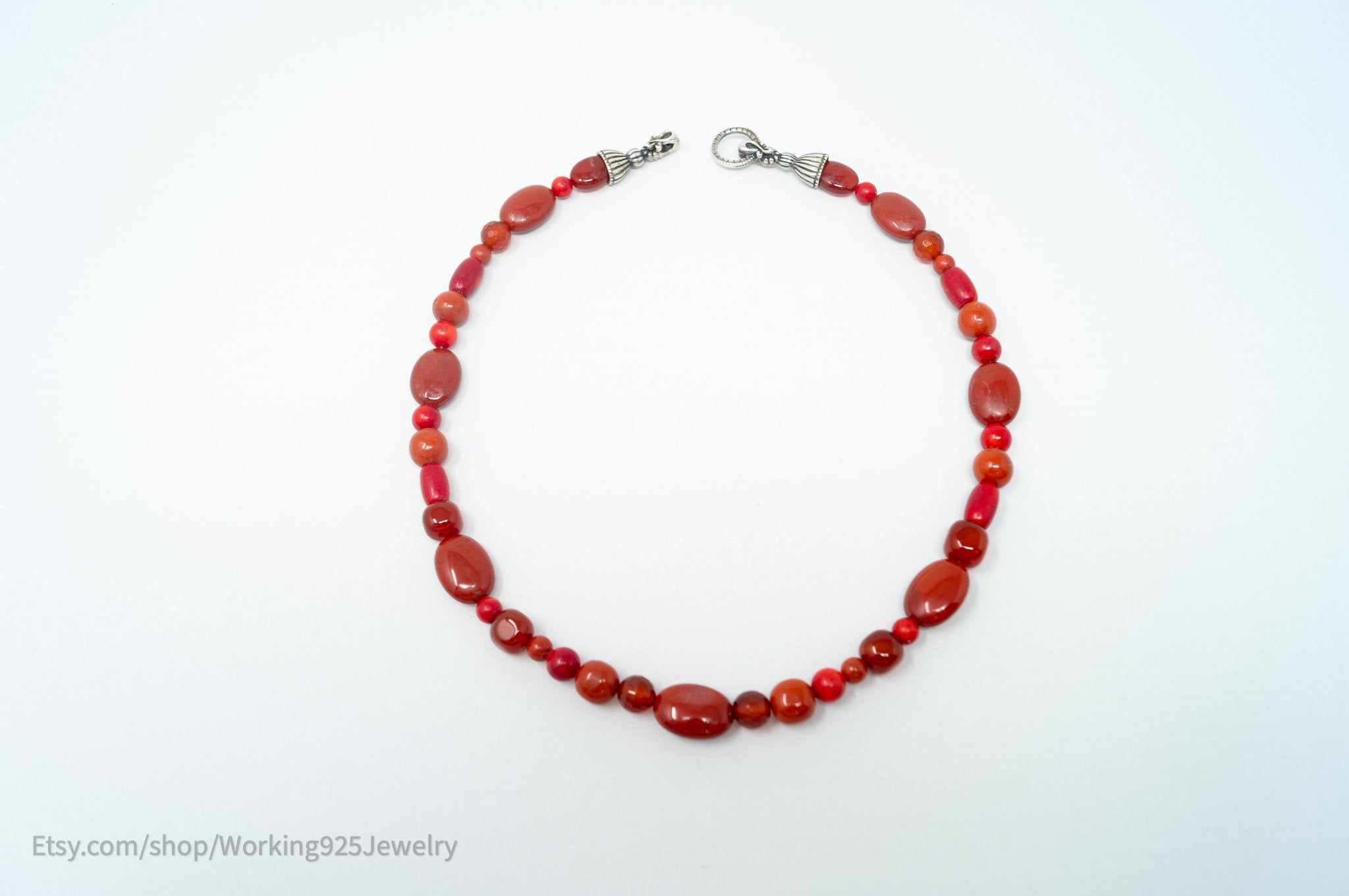 Designer Carolyn Pollack Relios Carnelian Red Jasper Sterling Silver Necklace