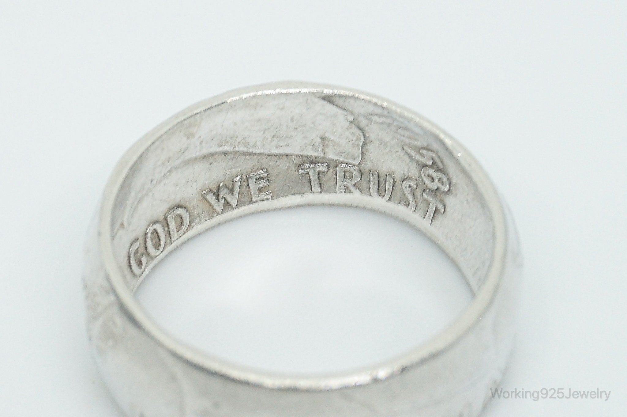 Vintage 1958 Half Dollar Silver Ring - Size 12.25