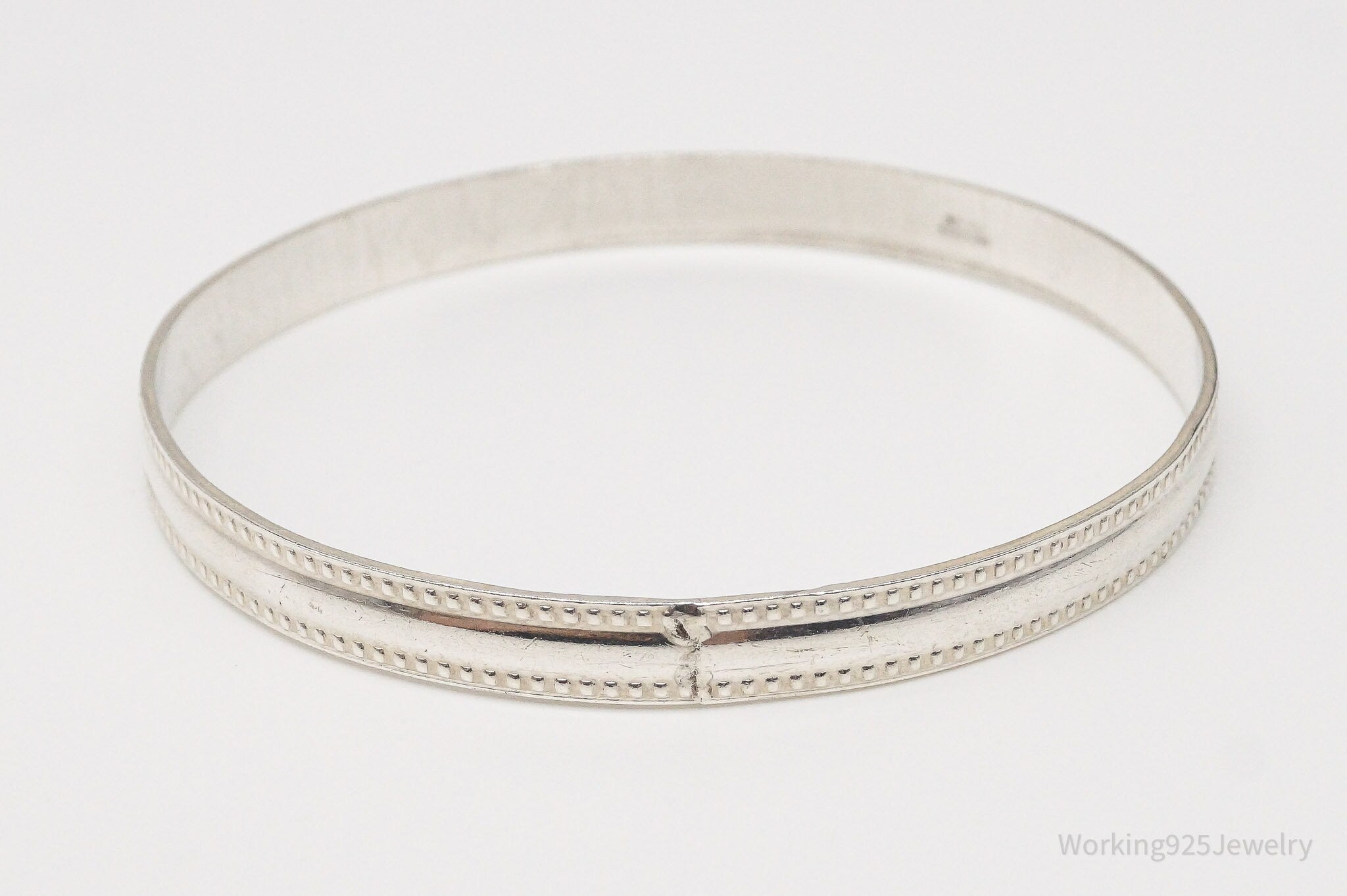 Antique Beau Art Deco Sterling Silver Bangle Bracelet 7.75"