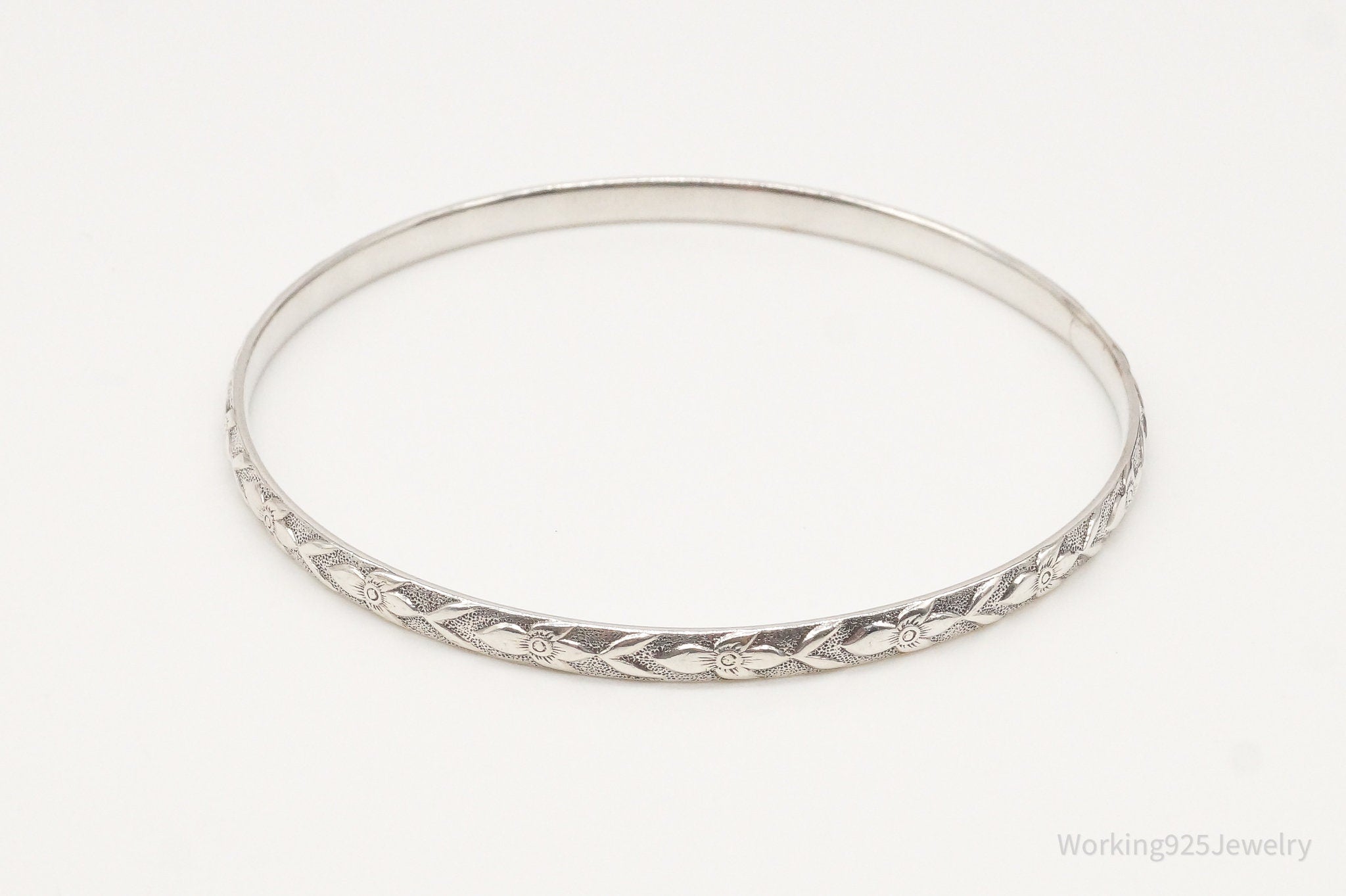 Antique Art Nouveau Sterling Silver Bangle Bracelet