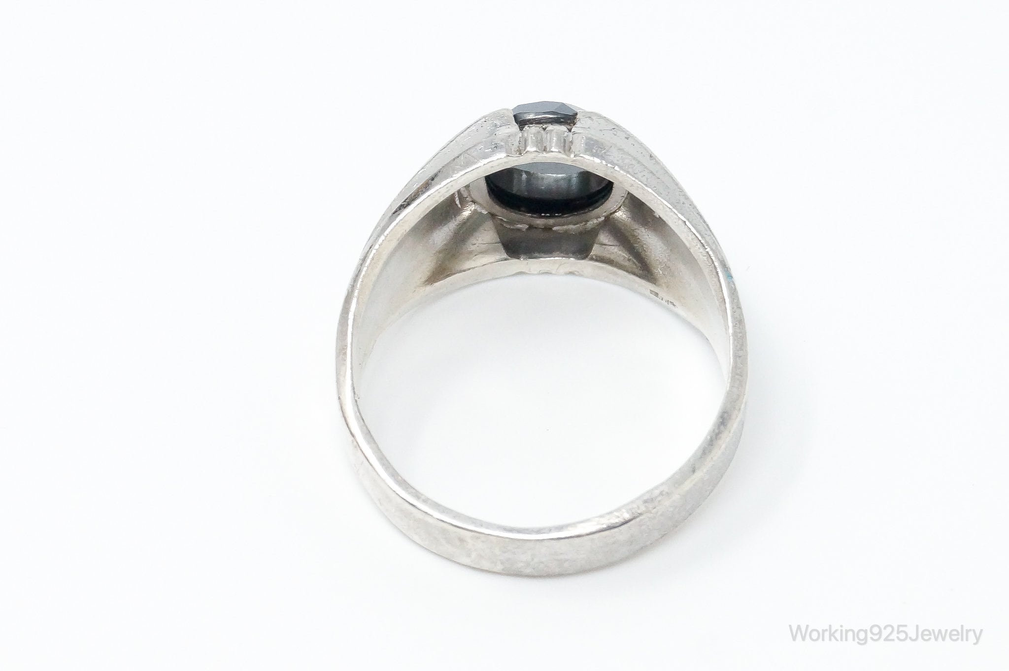 Antique Designer Clark & Coombs Hematite Sterling Silver Ring - Size 13