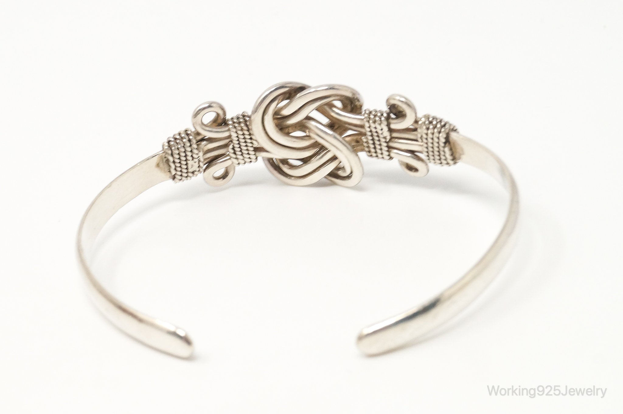 Vintage Designer Bali Infinity Knot Sterling Silver Cuff Bracelet