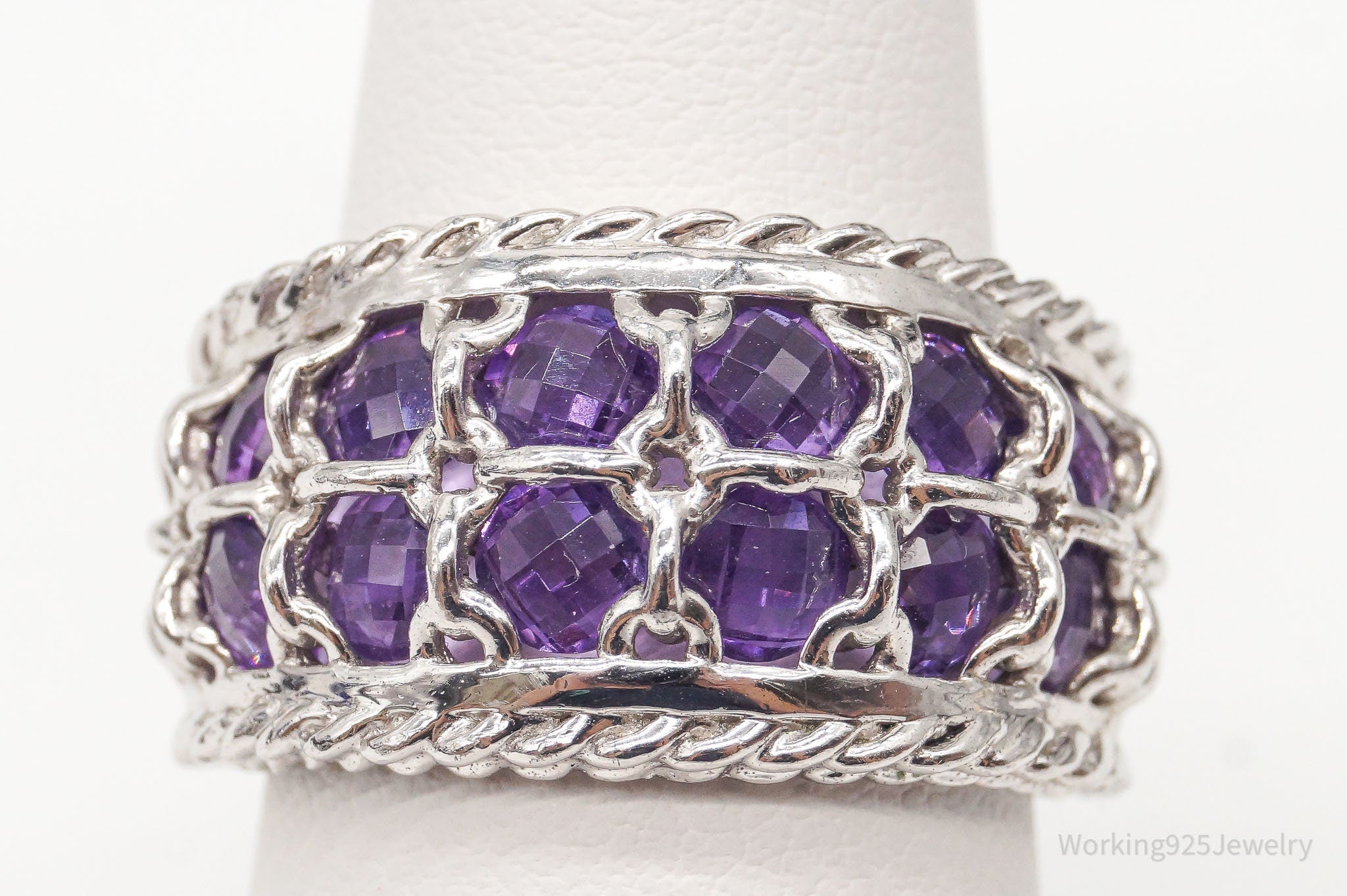 Vintage Designer Ateller Amethyst Sterling Silver Ring - Size 7.75