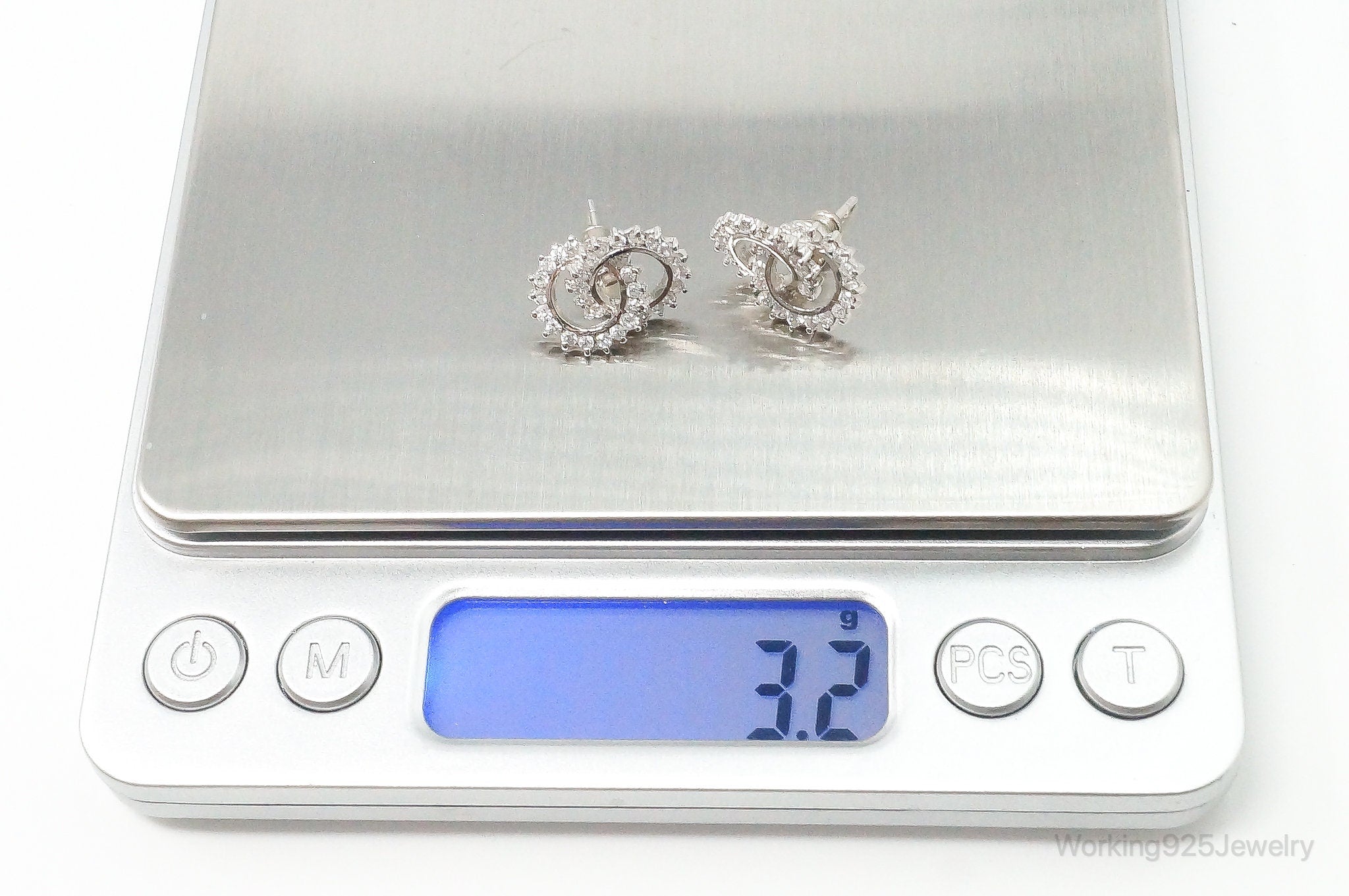 Vintage Cubic Zirconia Sterling Silver Earrings