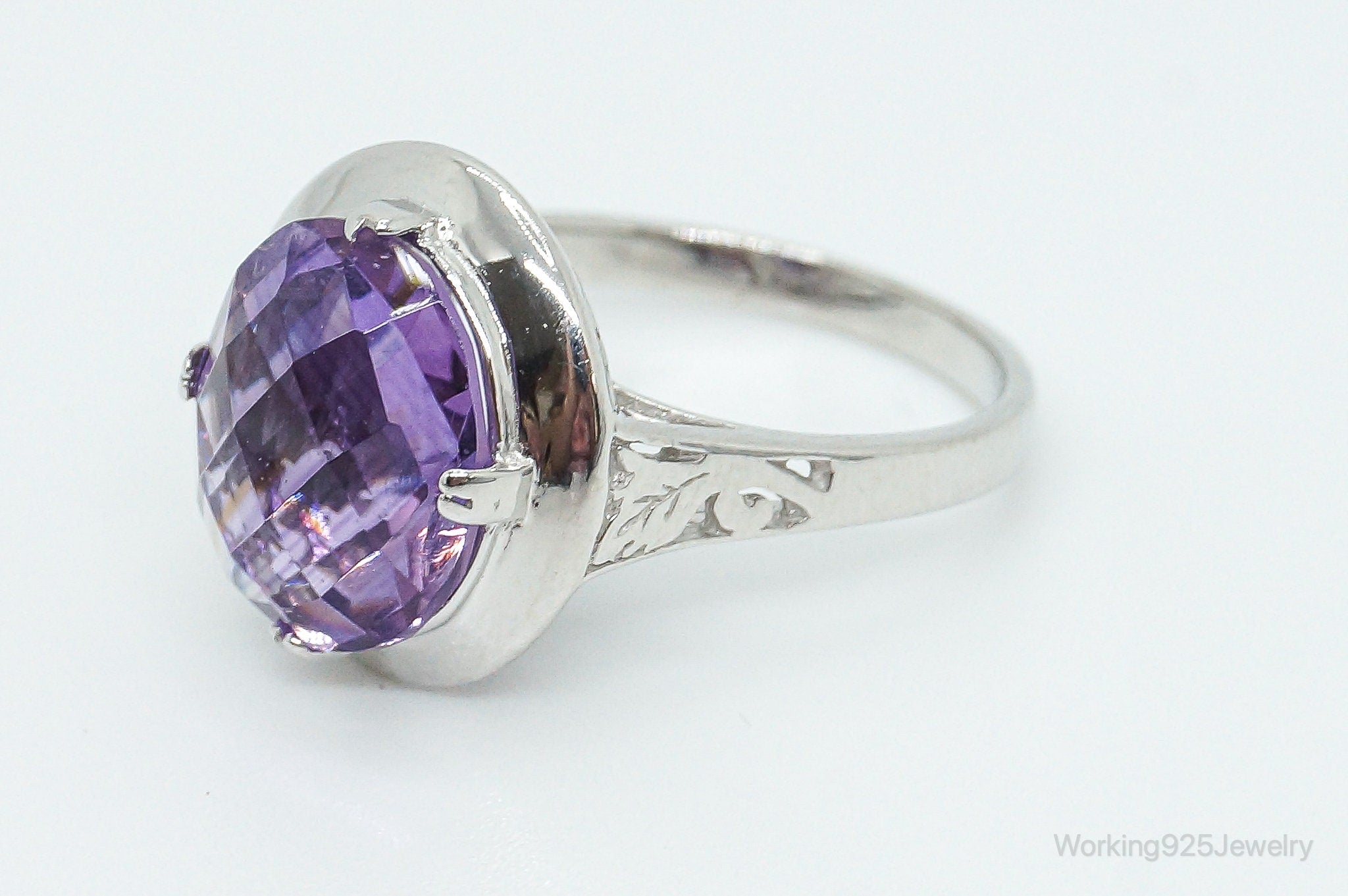 Vintage Amethyst Sterling Silver Ring - Size 7