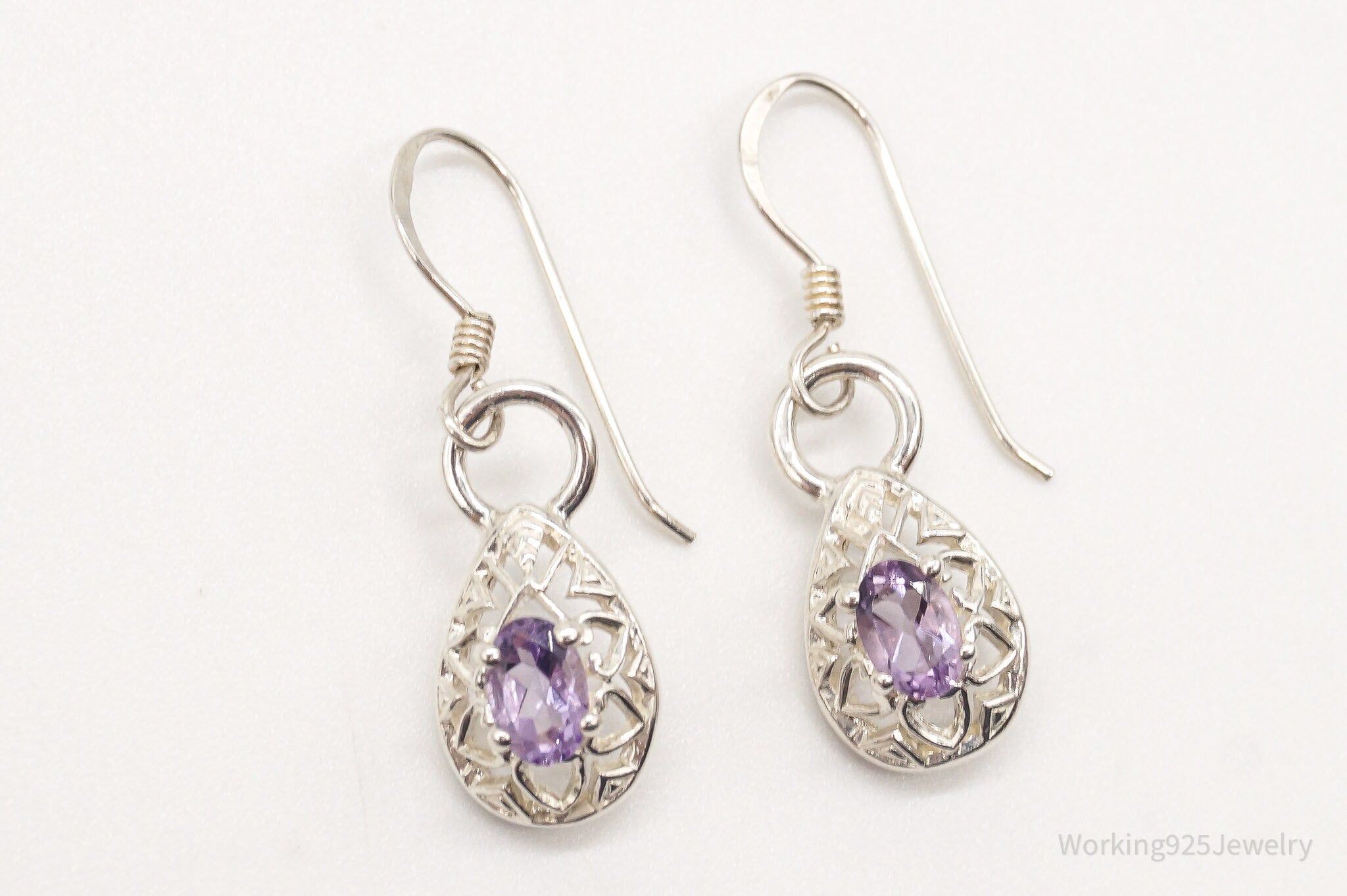 Vintage Designer CNA Amethyst Sterling Silver Earrings