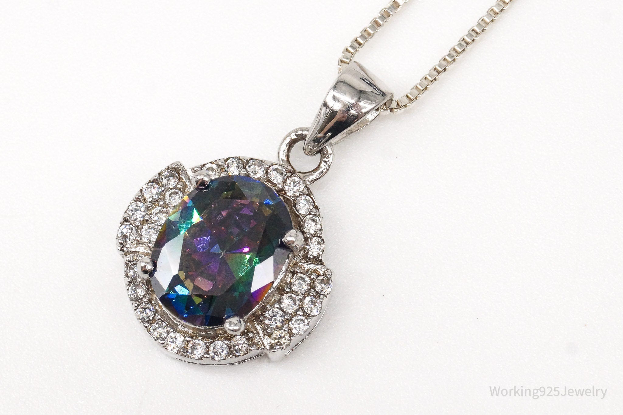 Mystic Topaz Cubic Zirconia Sterling Silver Necklace