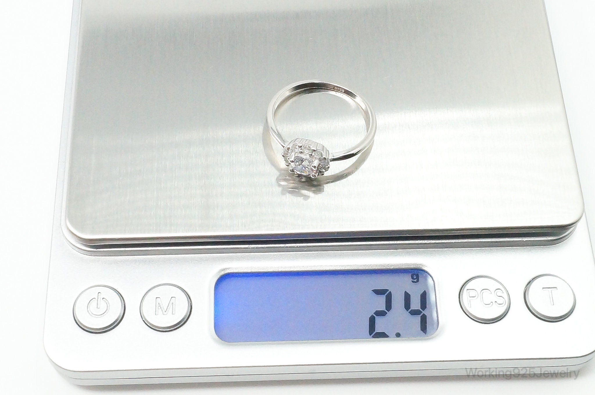 Cubic Zirconia Sterling Silver Ring - Size 9